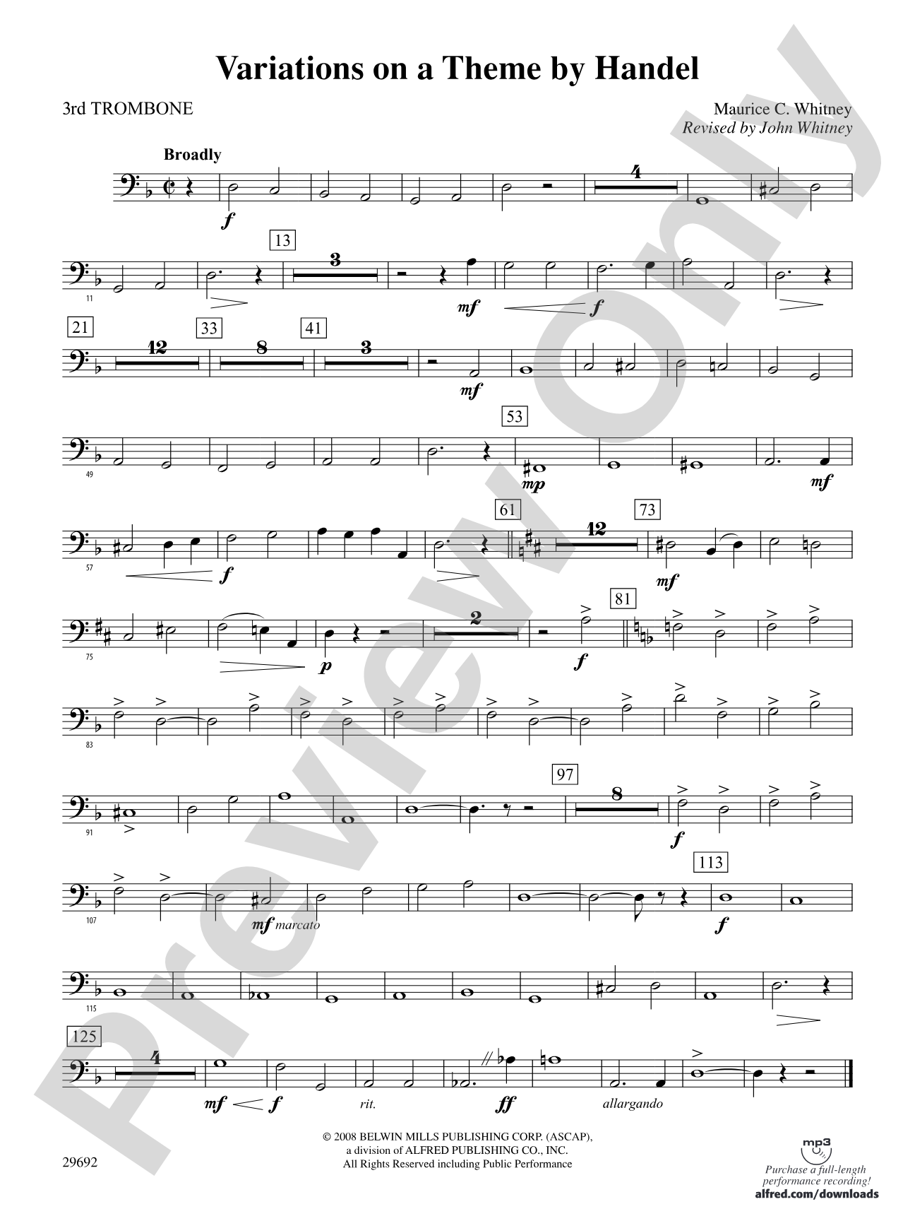 Variations on a Theme by Handel: 3rd Trombone