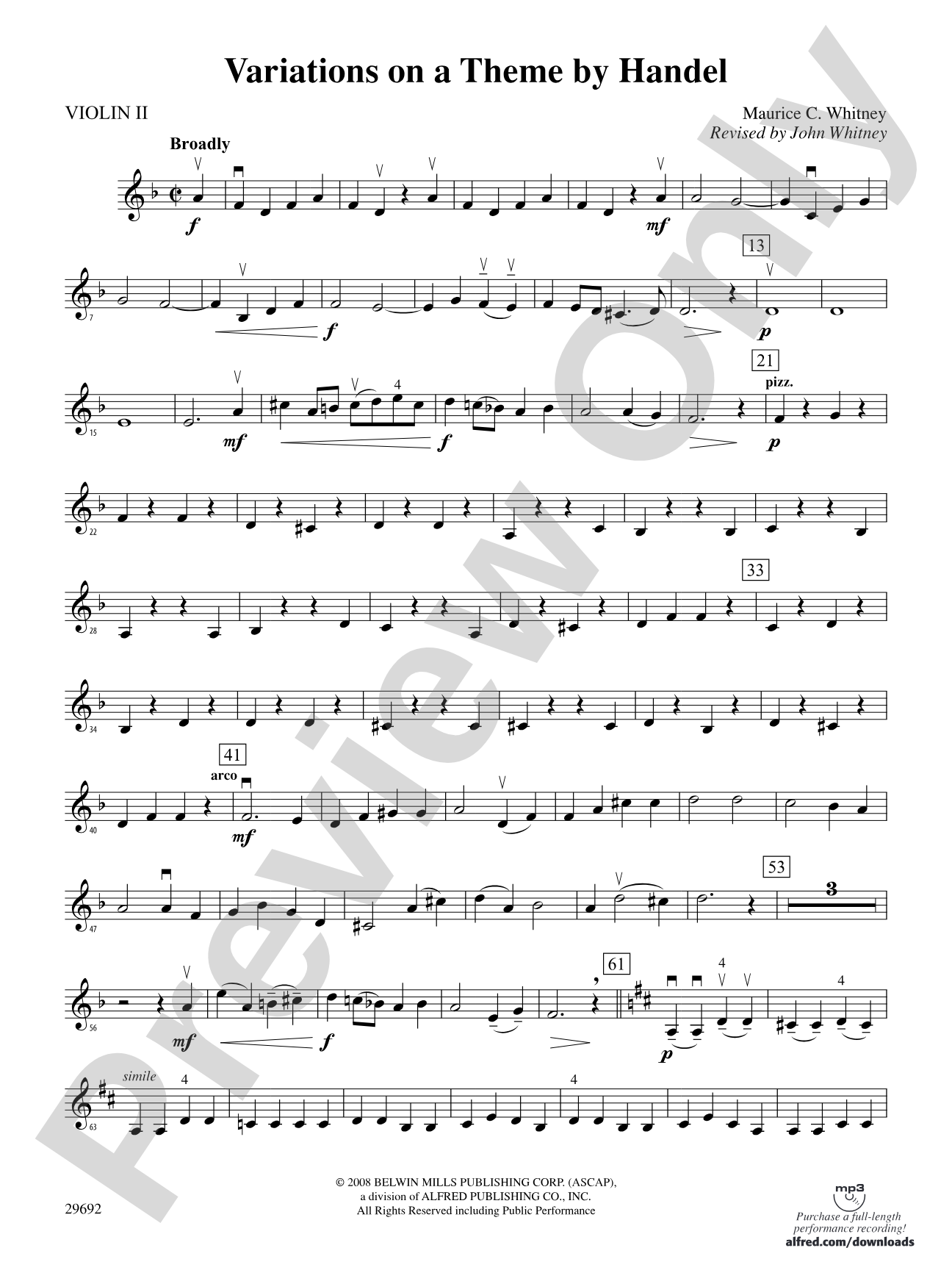 Variations on a Theme by Handel: 2nd Violin