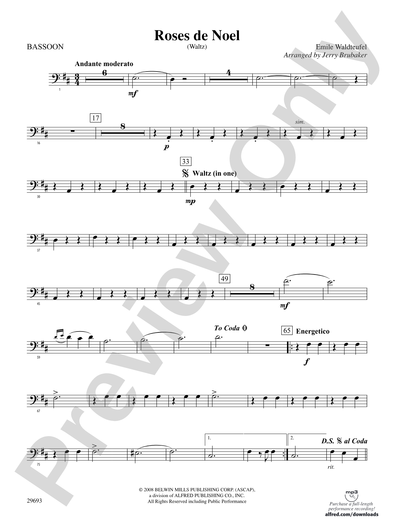 Roses de Noel (Waltz): Bassoon