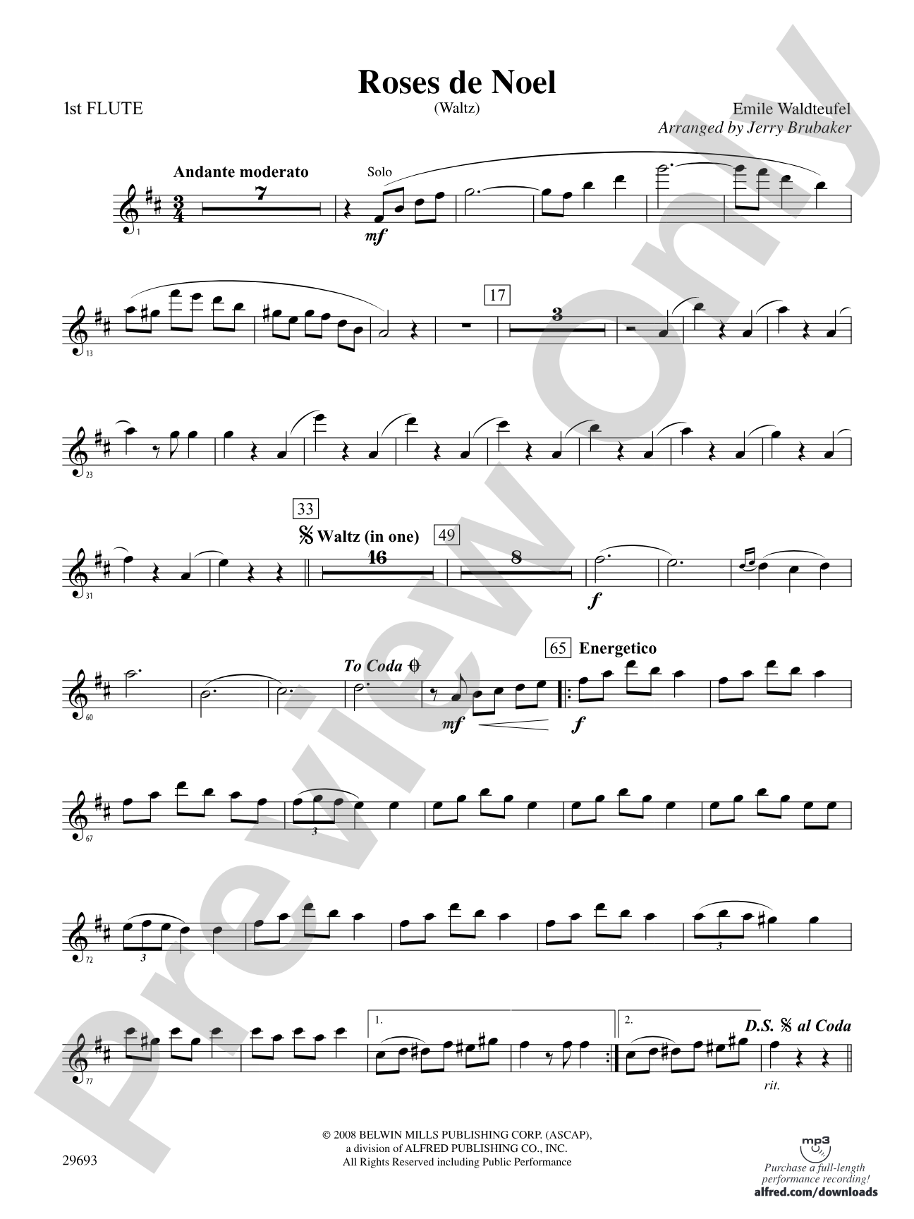Roses de Noel (Waltz): Flute