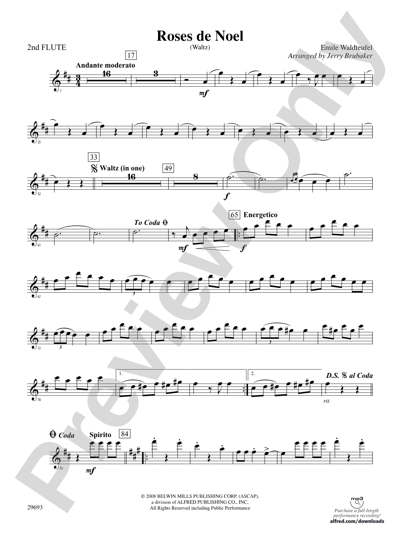 Roses de Noel (Waltz): 2nd Flute