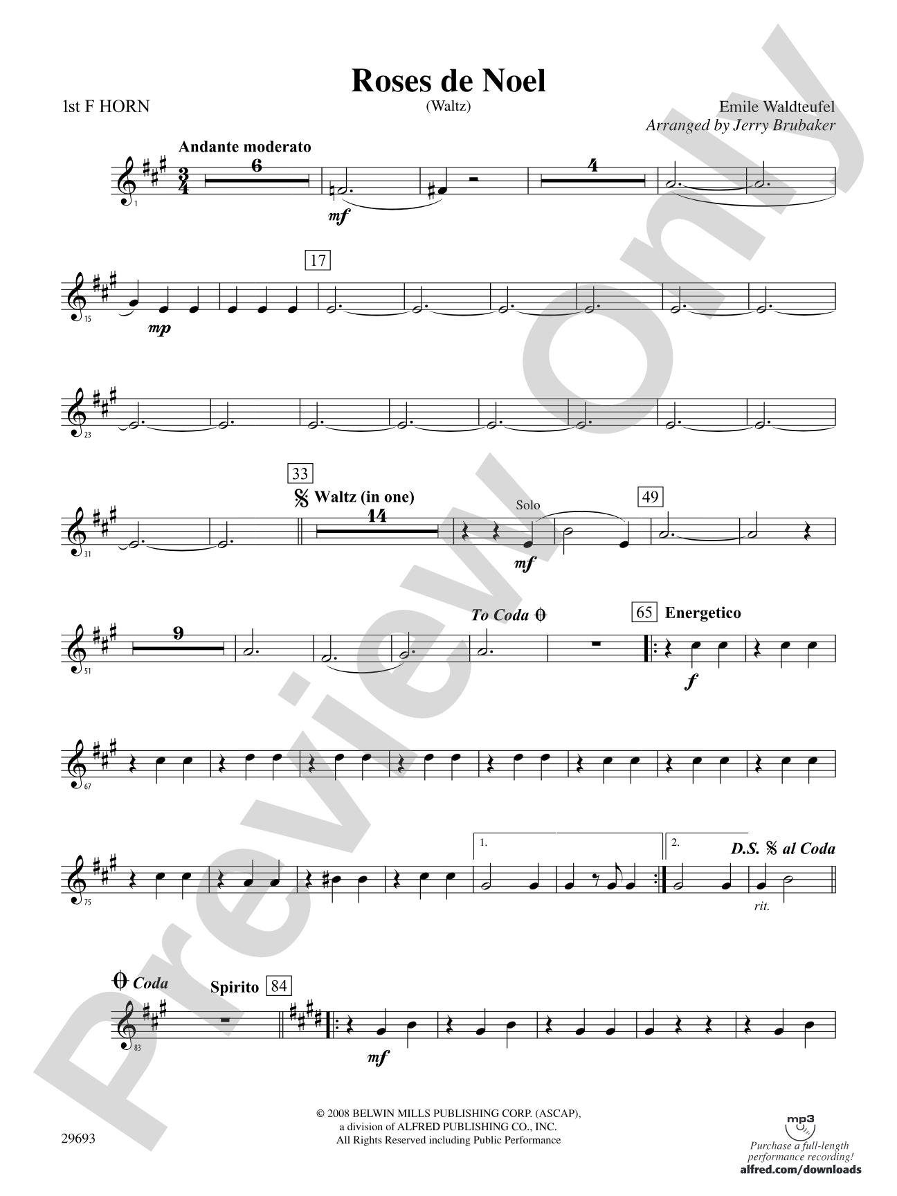 Roses de Noel (Waltz): 1st F Horn