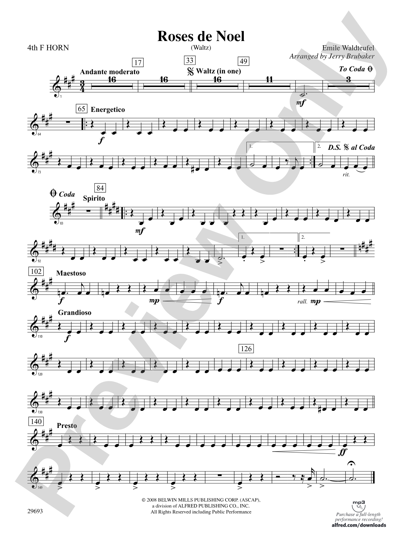 Roses de Noel (Waltz): 4th F Horn