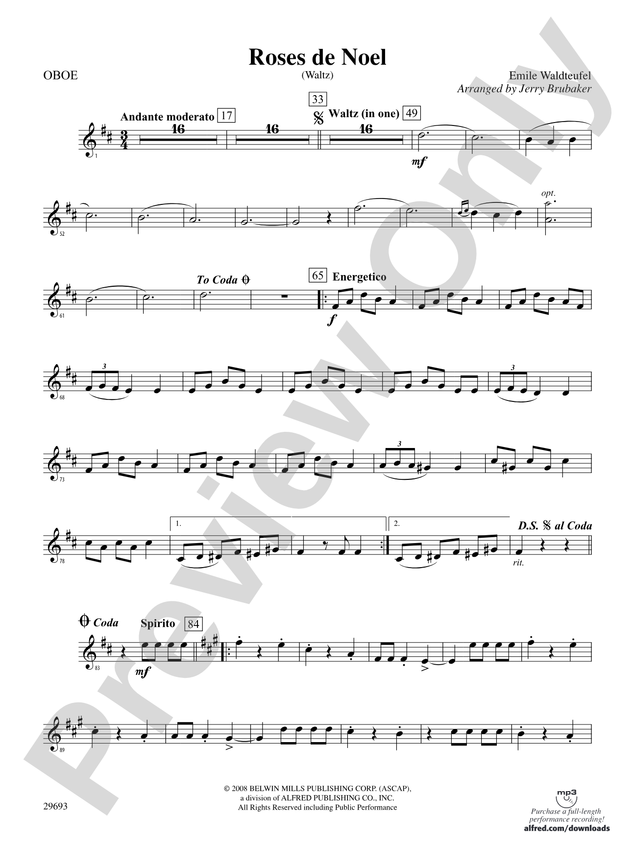 Roses de Noel (Waltz): Oboe