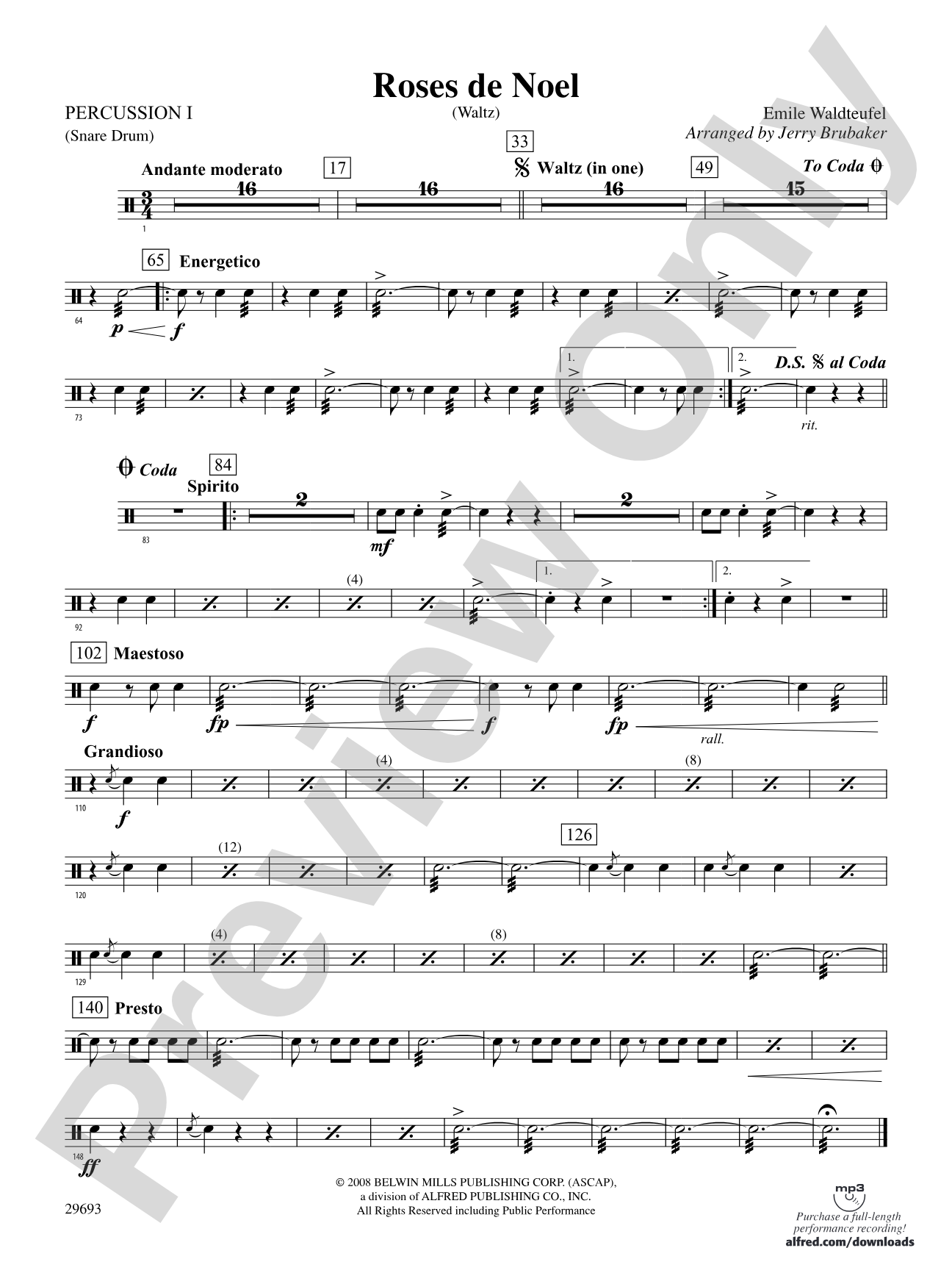 Roses de Noel (Waltz): 1st Percussion
