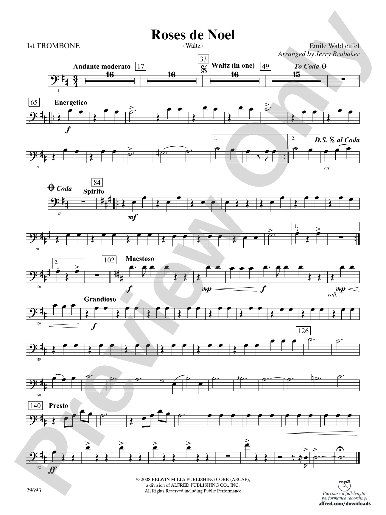 Roses de Noel (Waltz): 1st Trombone