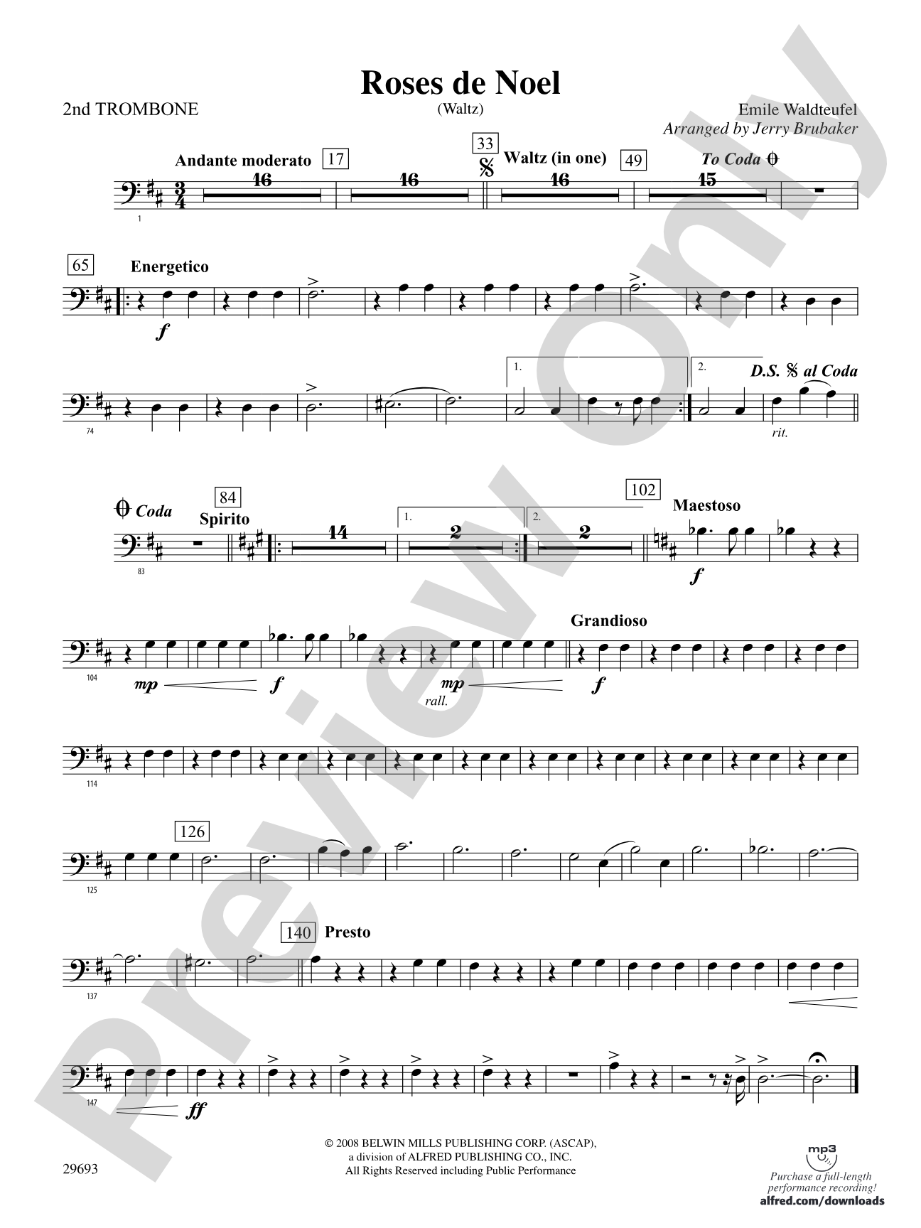 Roses de Noel (Waltz): 2nd Trombone