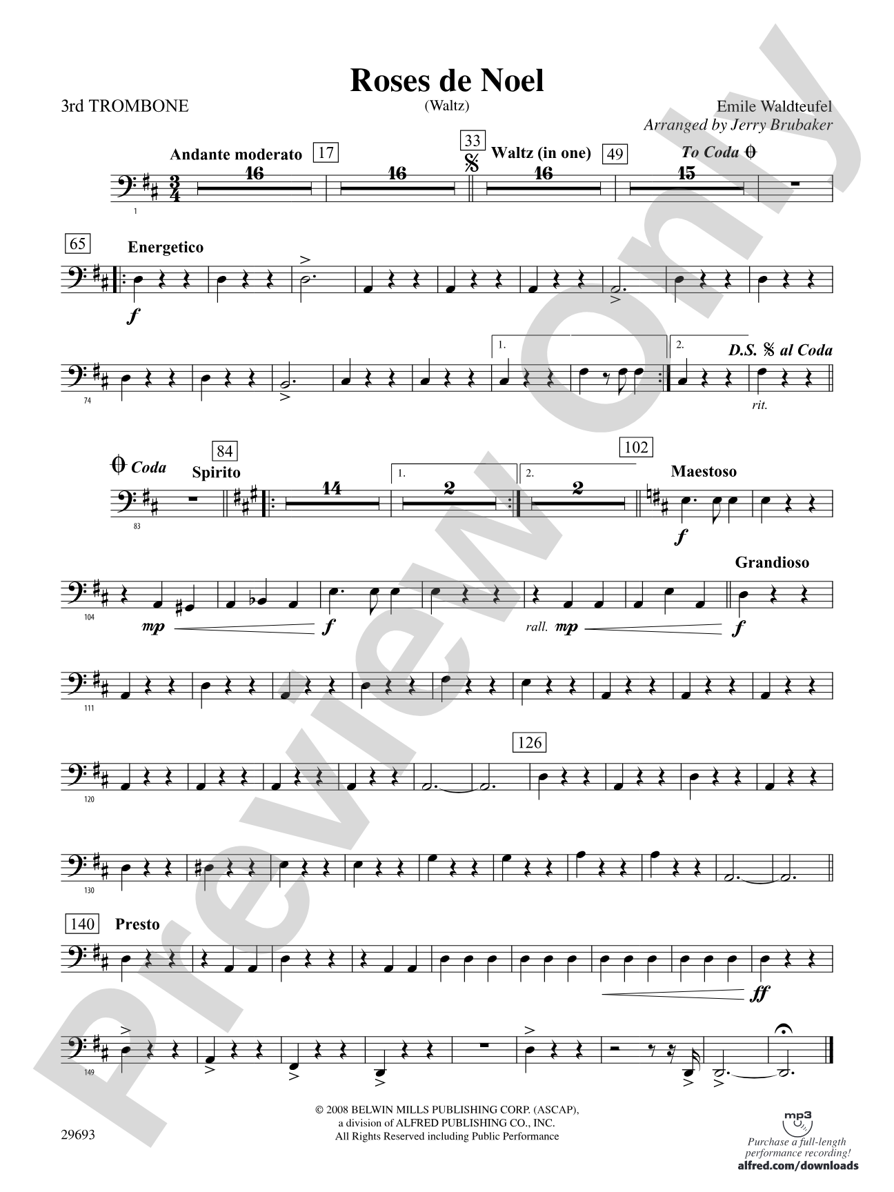 Roses de Noel (Waltz): 3rd Trombone
