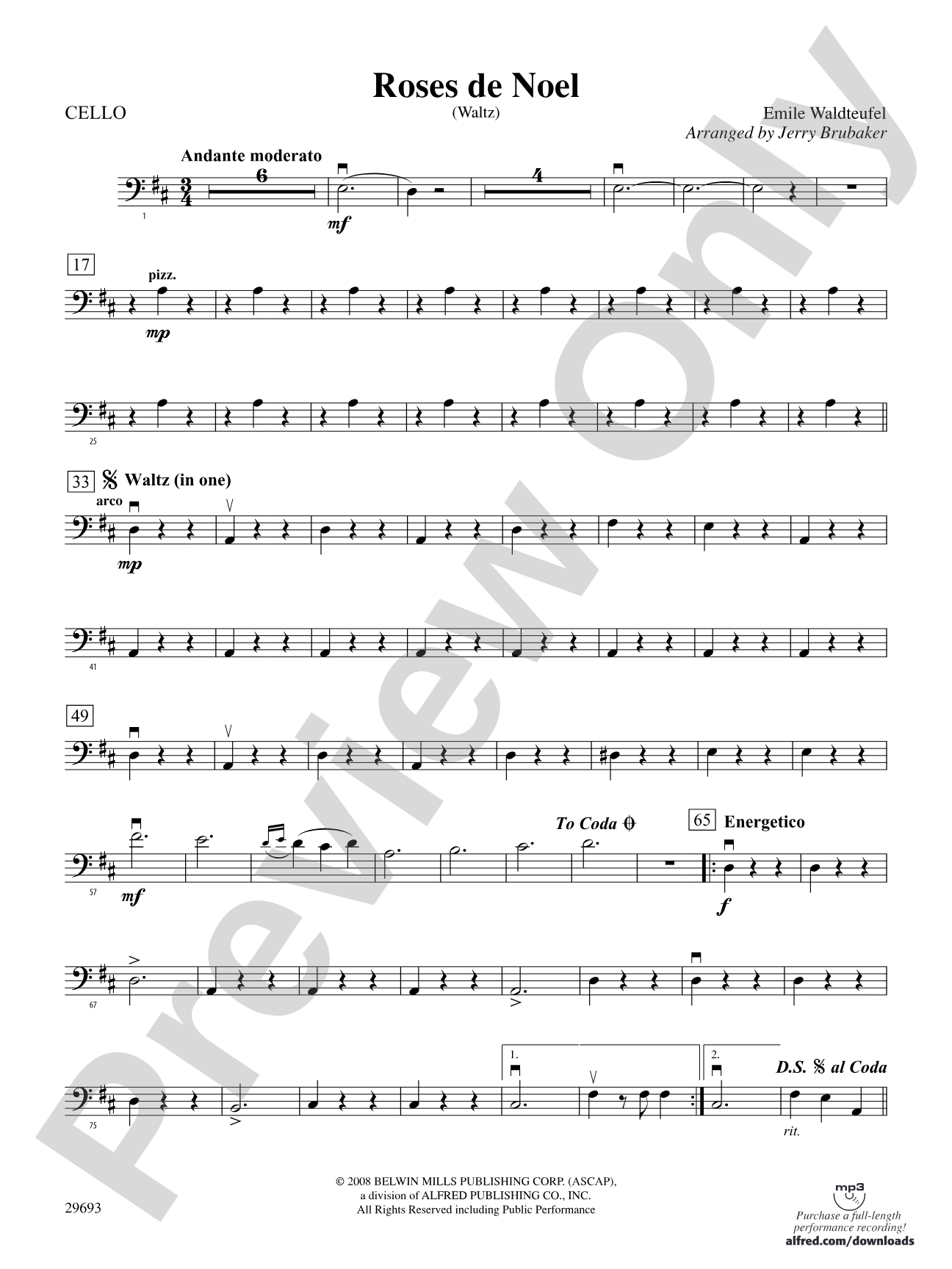 Roses de Noel (Waltz): Cello