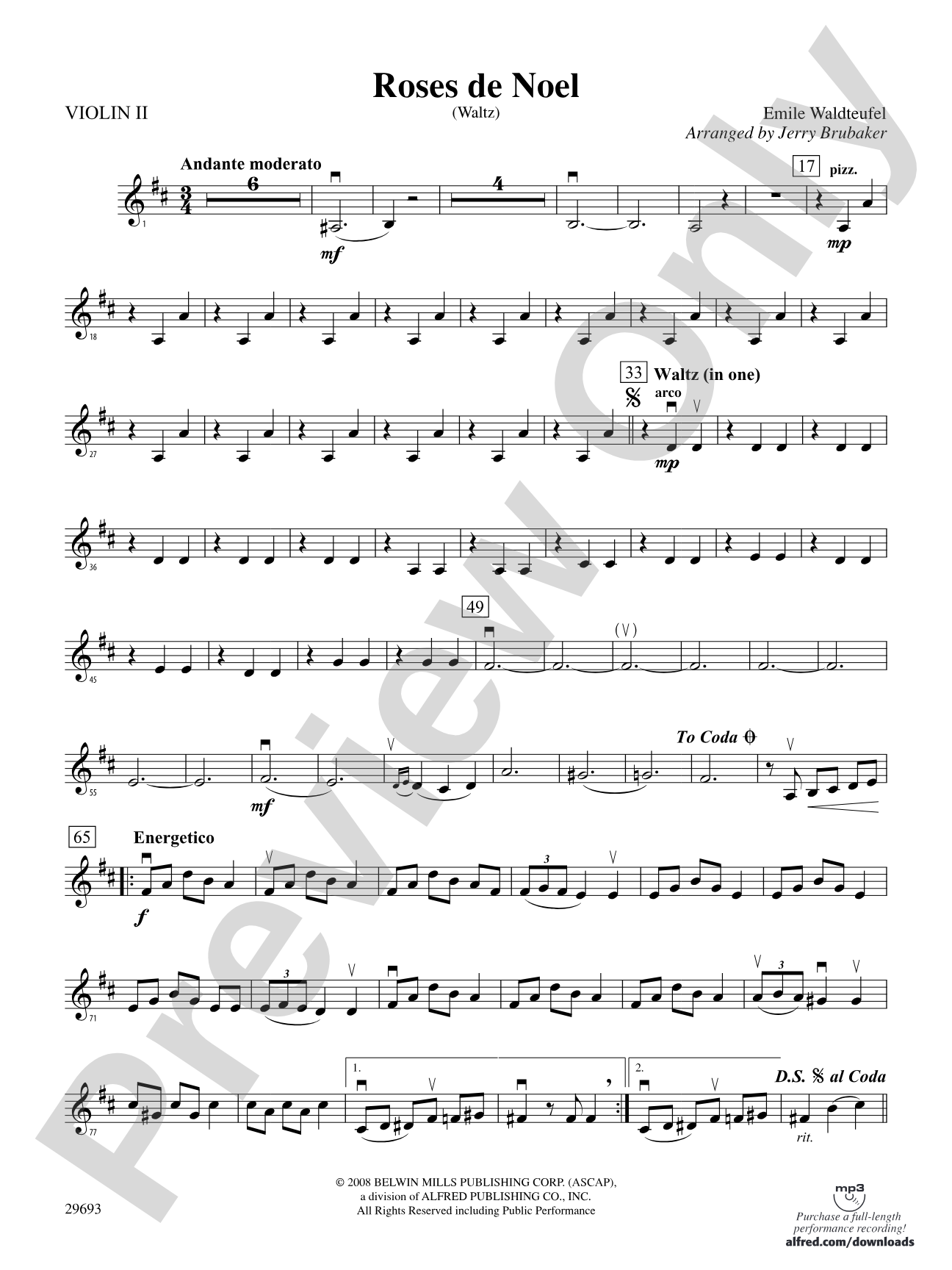 Roses de Noel (Waltz): 2nd Violin