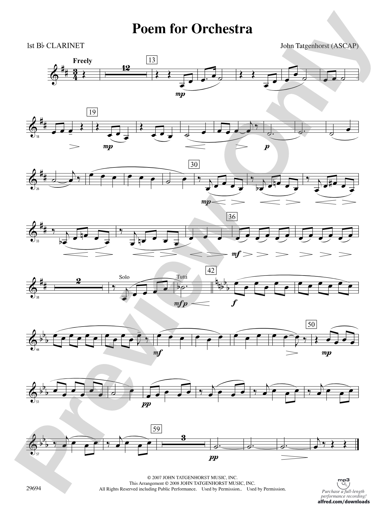 Poem for Orchestra: 1st B-flat Clarinet