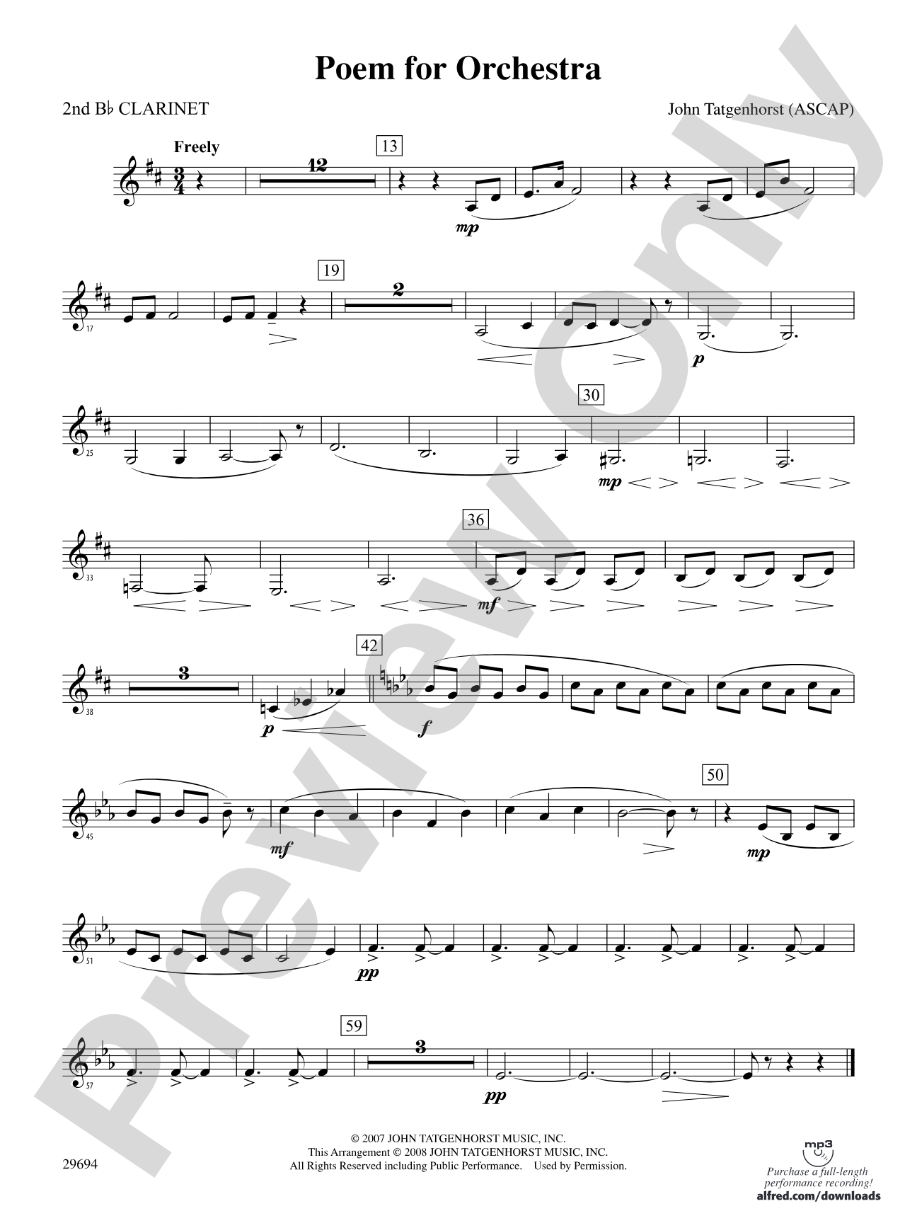 Poem for Orchestra: 2nd B-flat Clarinet