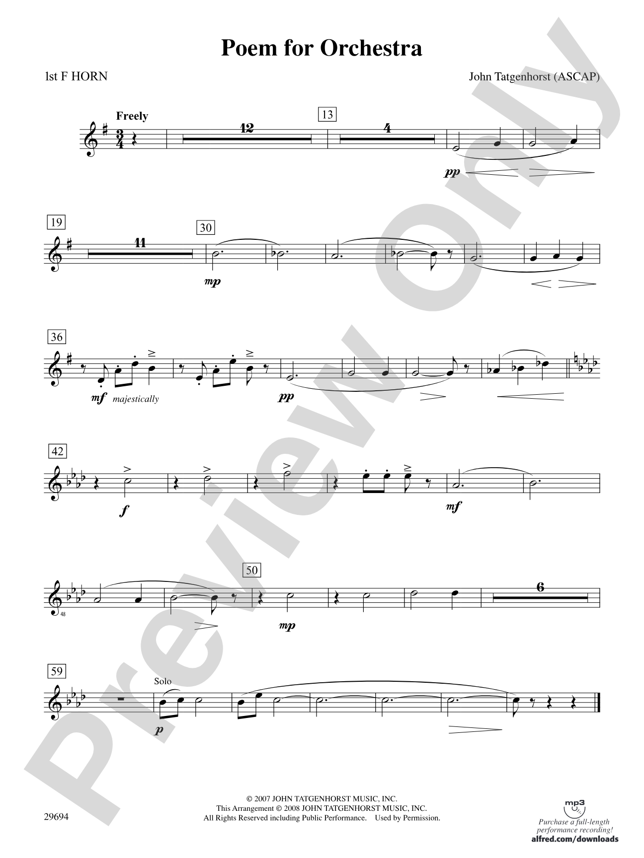 Poem for Orchestra: 1st F Horn