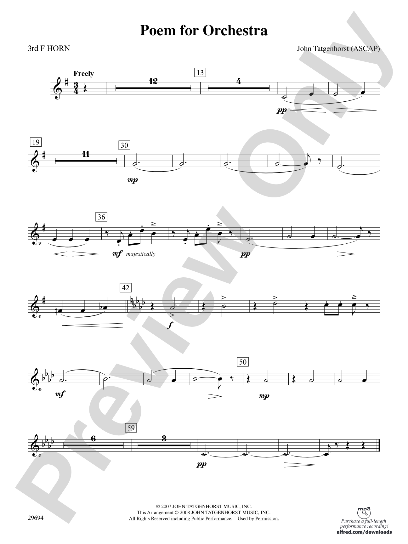 Poem for Orchestra: 3rd F Horn