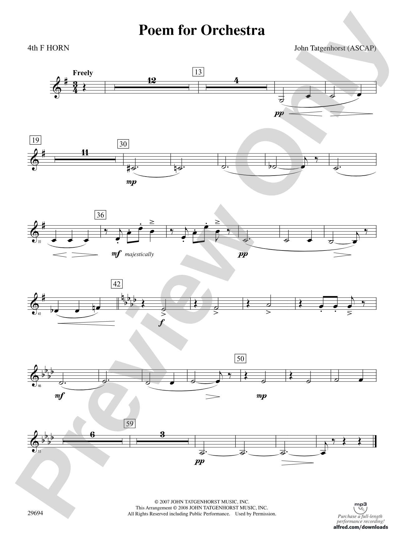 Poem for Orchestra: 4th F Horn