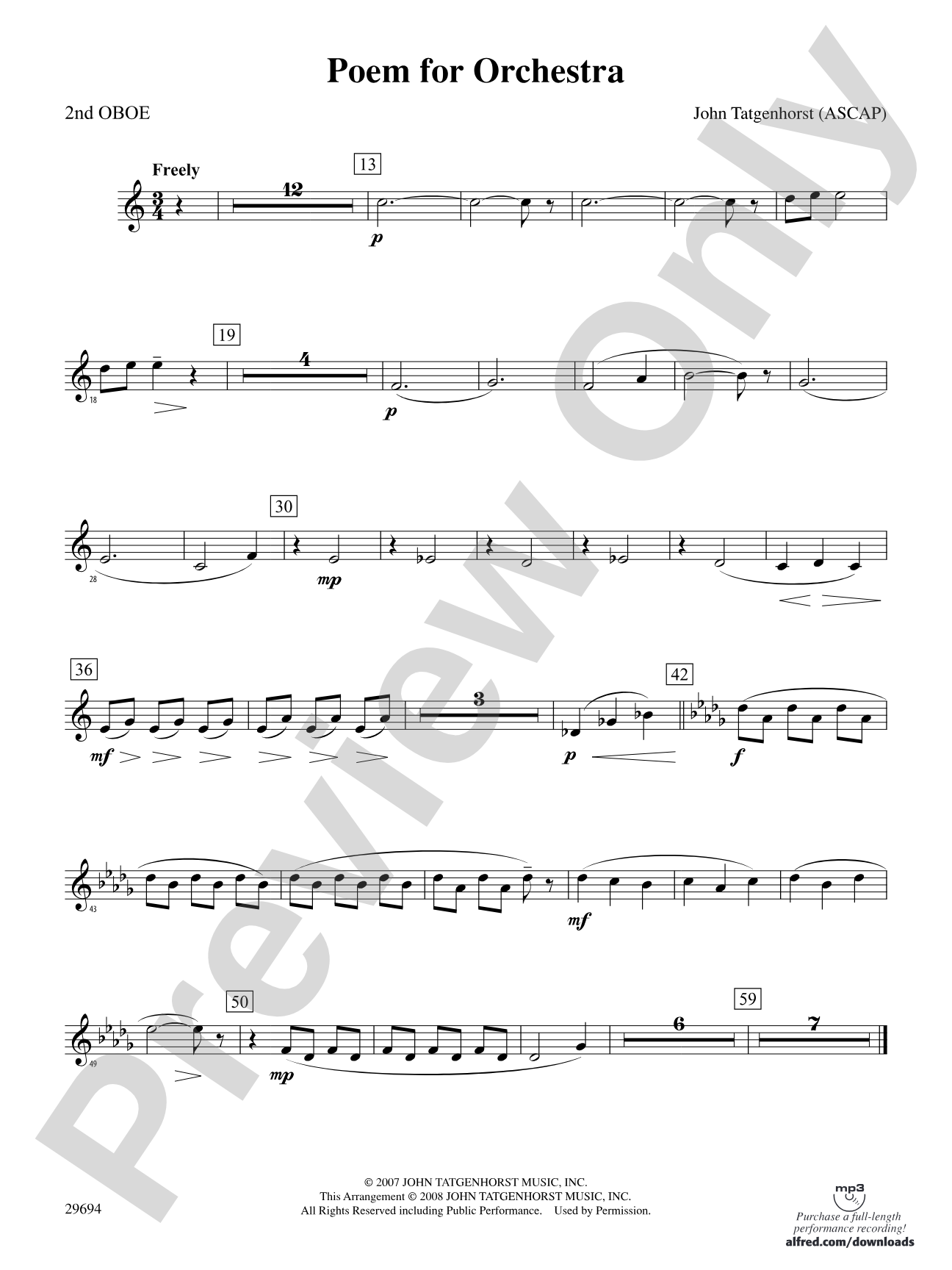 Poem for Orchestra: 2nd Oboe
