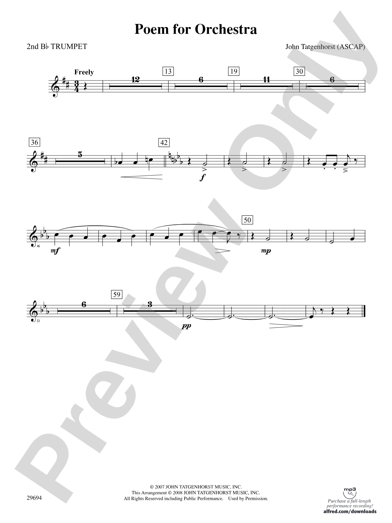 Poem for Orchestra: 2nd B-flat Trumpet