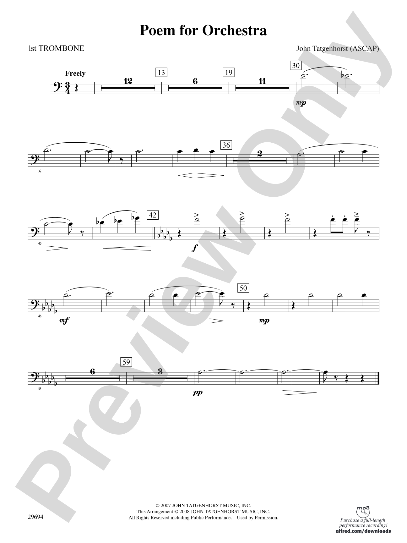 Poem for Orchestra: 1st Trombone