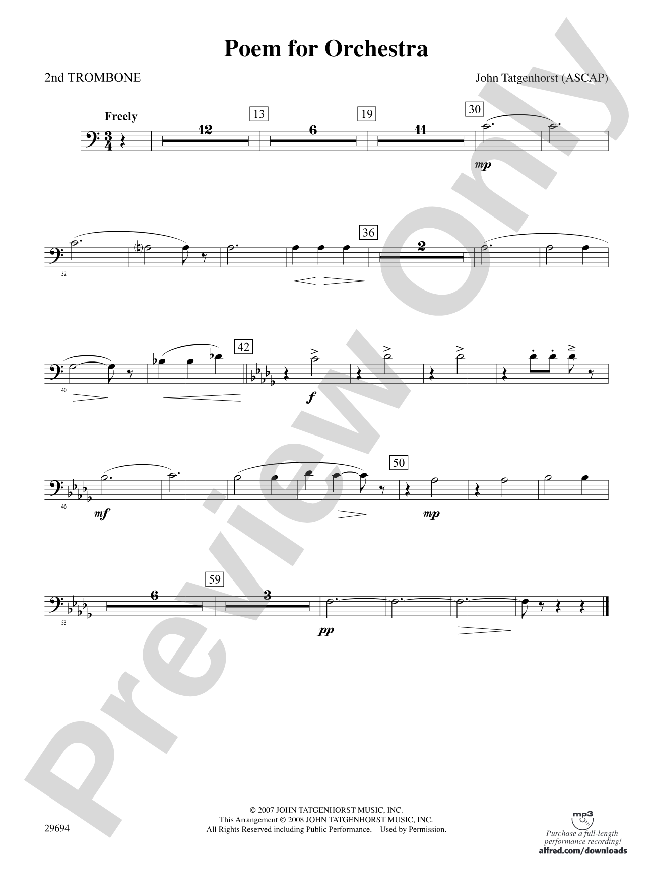 Poem for Orchestra: 2nd Trombone