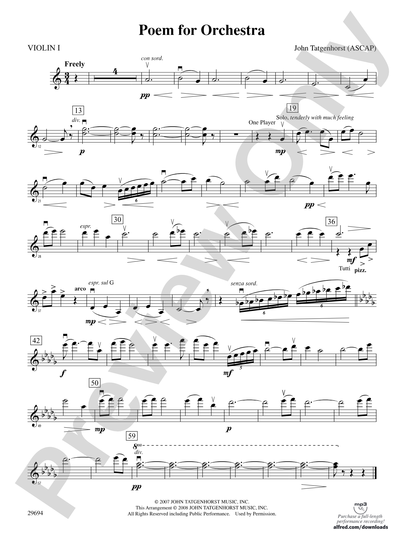 Poem for Orchestra: 1st Violin
