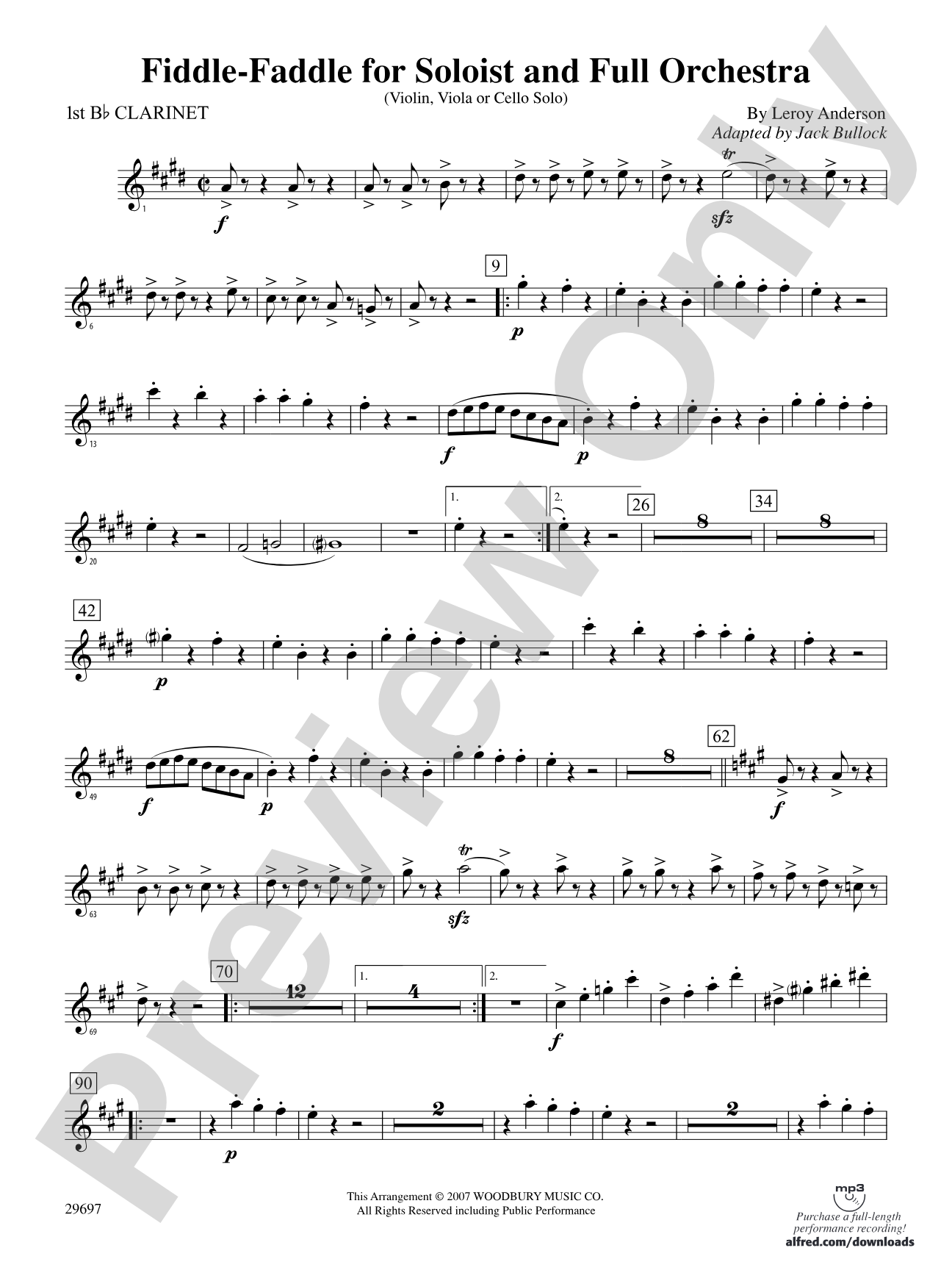 Fiddle-Faddle for Soloist and Full Orchestra: 1st B-flat Clarinet