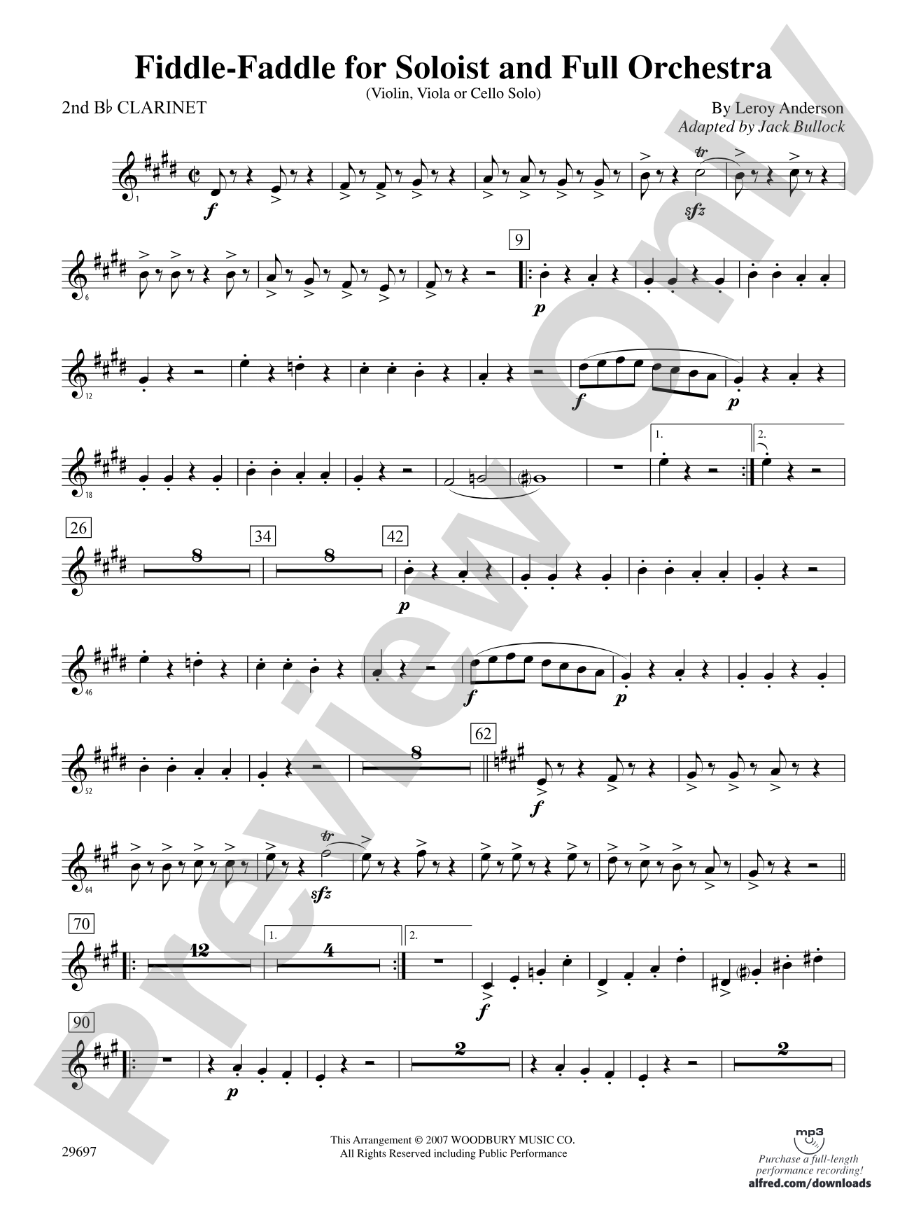 Fiddle-Faddle for Soloist and Full Orchestra: 2nd B-flat Clarinet
