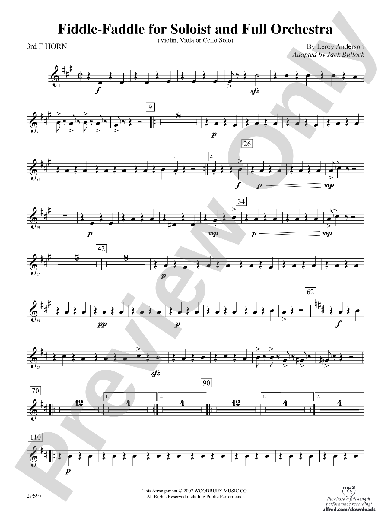 Fiddle-Faddle for Soloist and Full Orchestra: 3rd F Horn