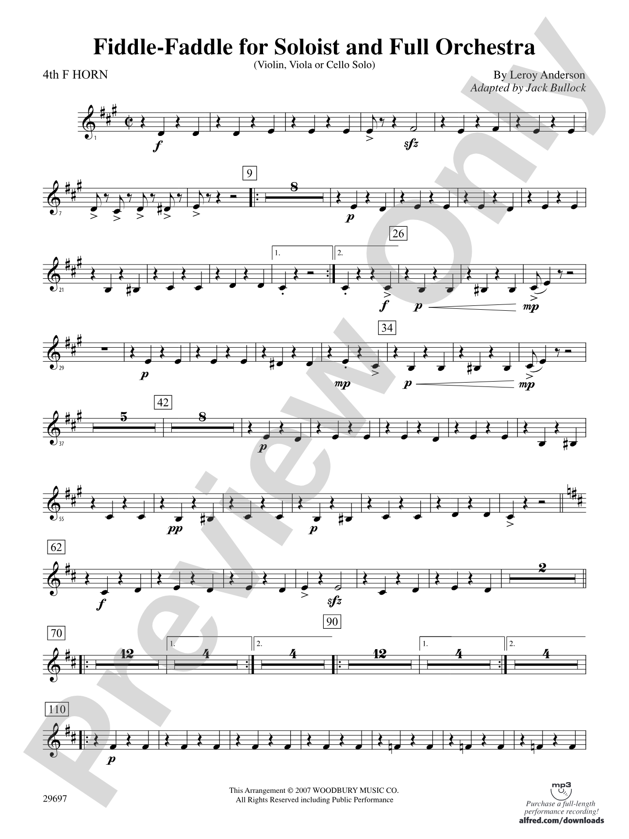 Fiddle-Faddle for Soloist and Full Orchestra: 4th F Horn