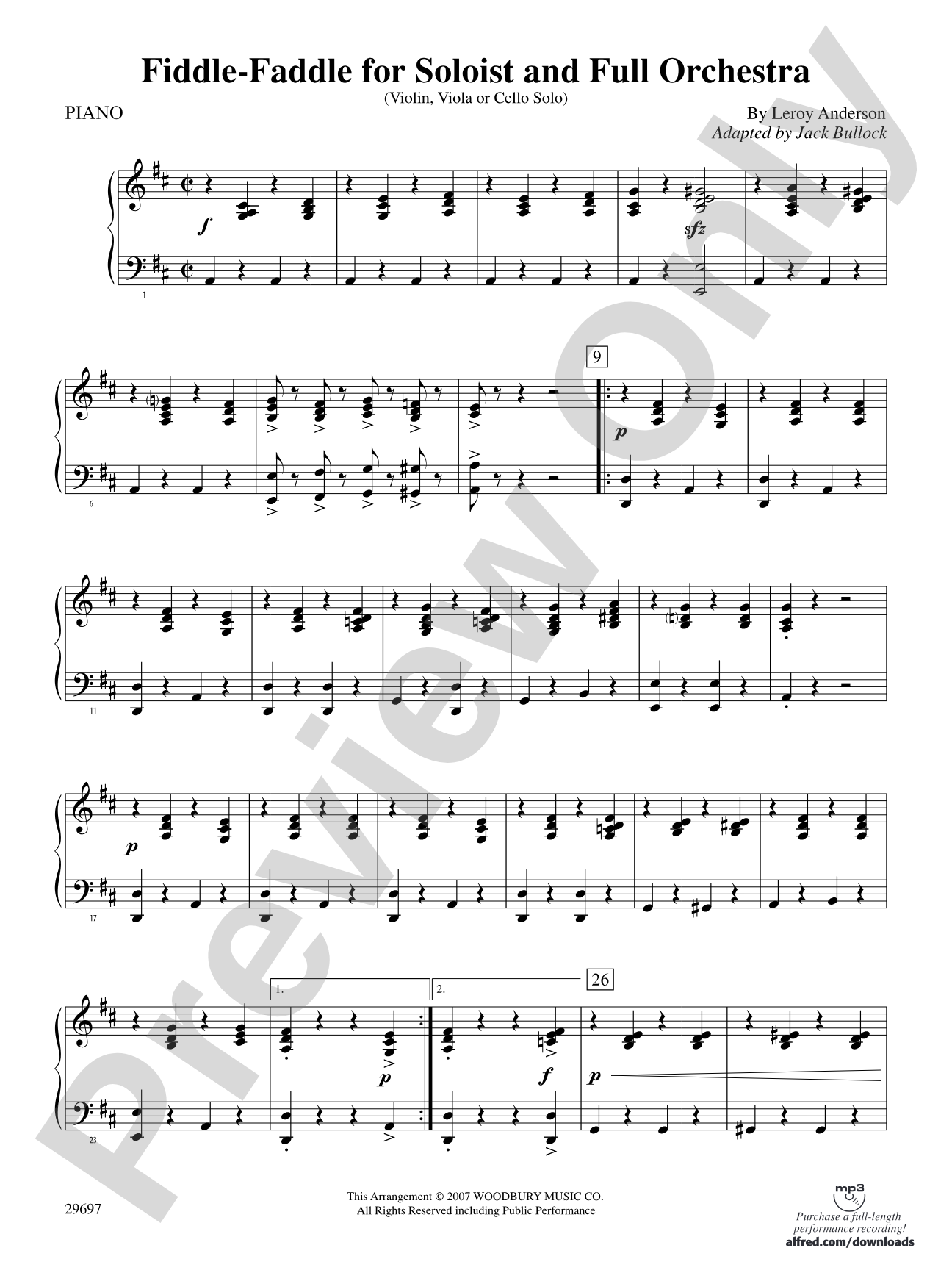 Fiddle-Faddle for Soloist and Full Orchestra: Piano Accompaniment