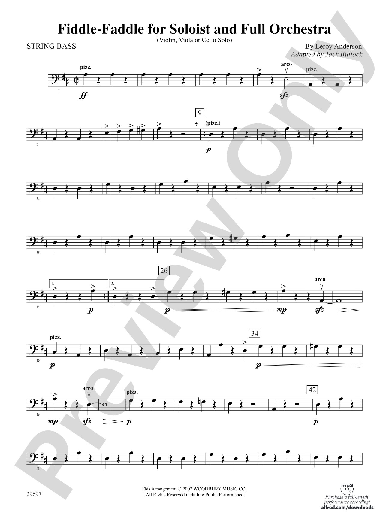 Fiddle-Faddle for Soloist and Full Orchestra: String Bass
