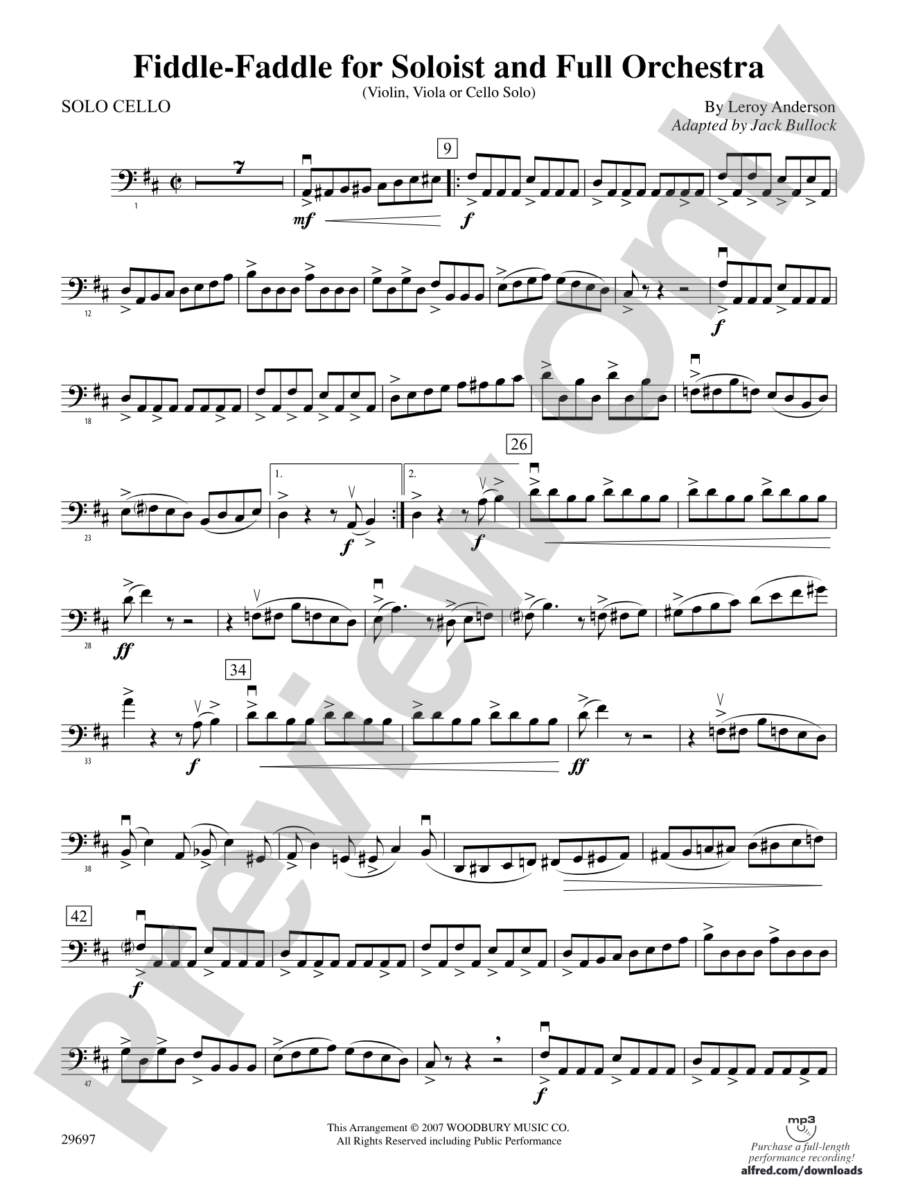 Fiddle-Faddle for Soloist and Full Orchestra: Solo Cello