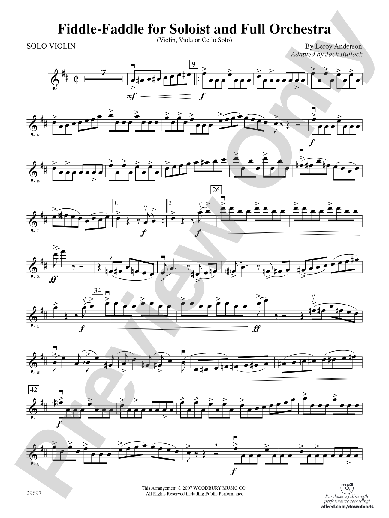 Fiddle-Faddle for Soloist and Full Orchestra: Solo Violin