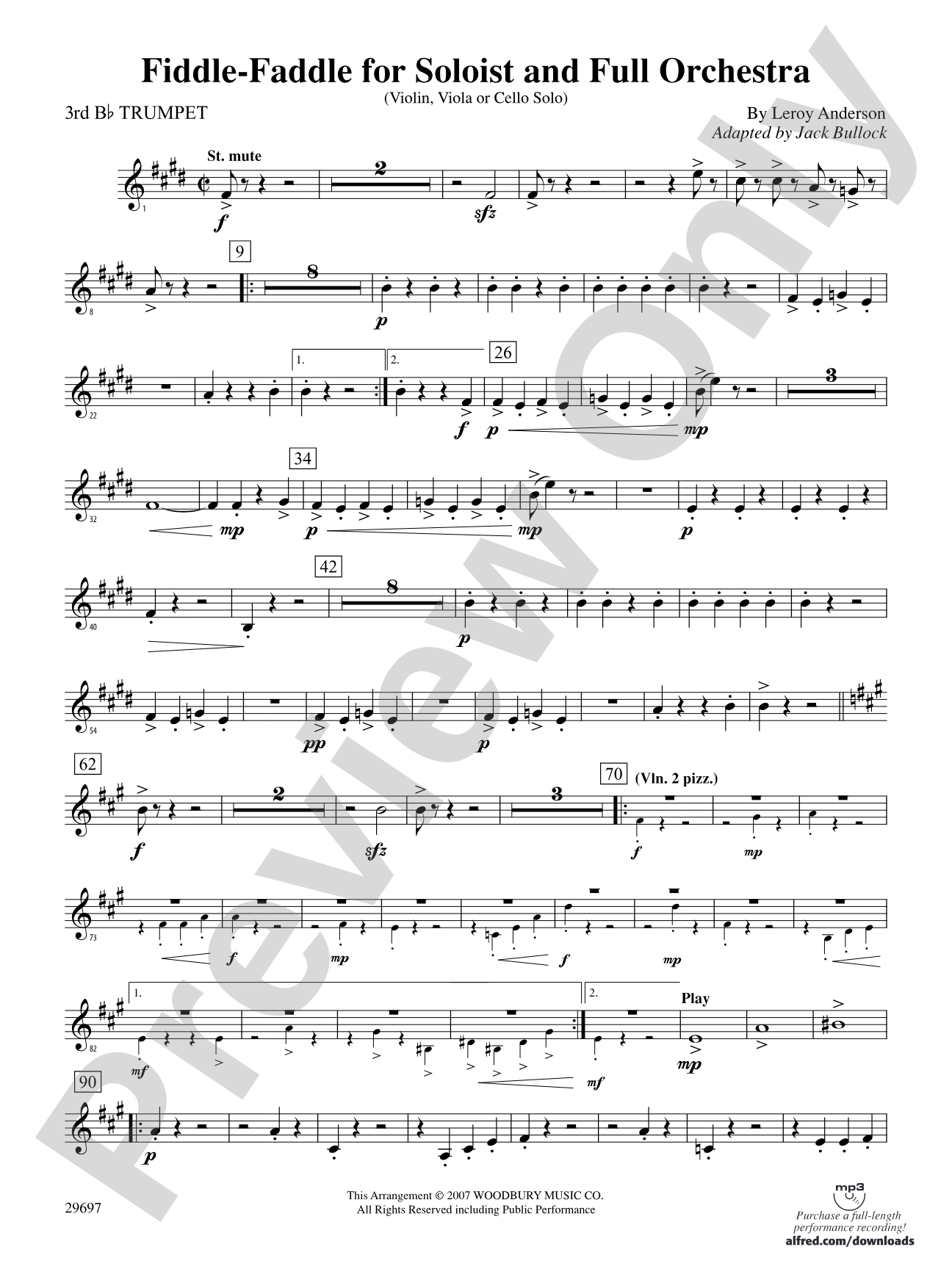 Fiddle-Faddle for Soloist and Full Orchestra: 3rd B-flat Trumpet