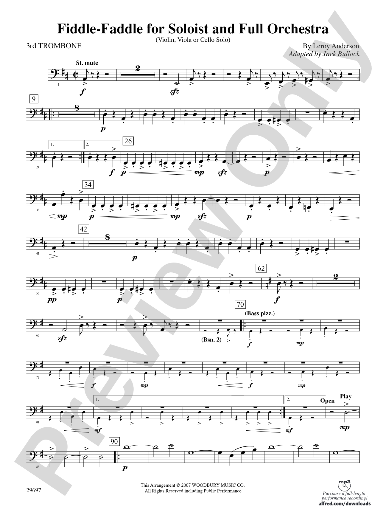 Fiddle-Faddle for Soloist and Full Orchestra: 3rd Trombone