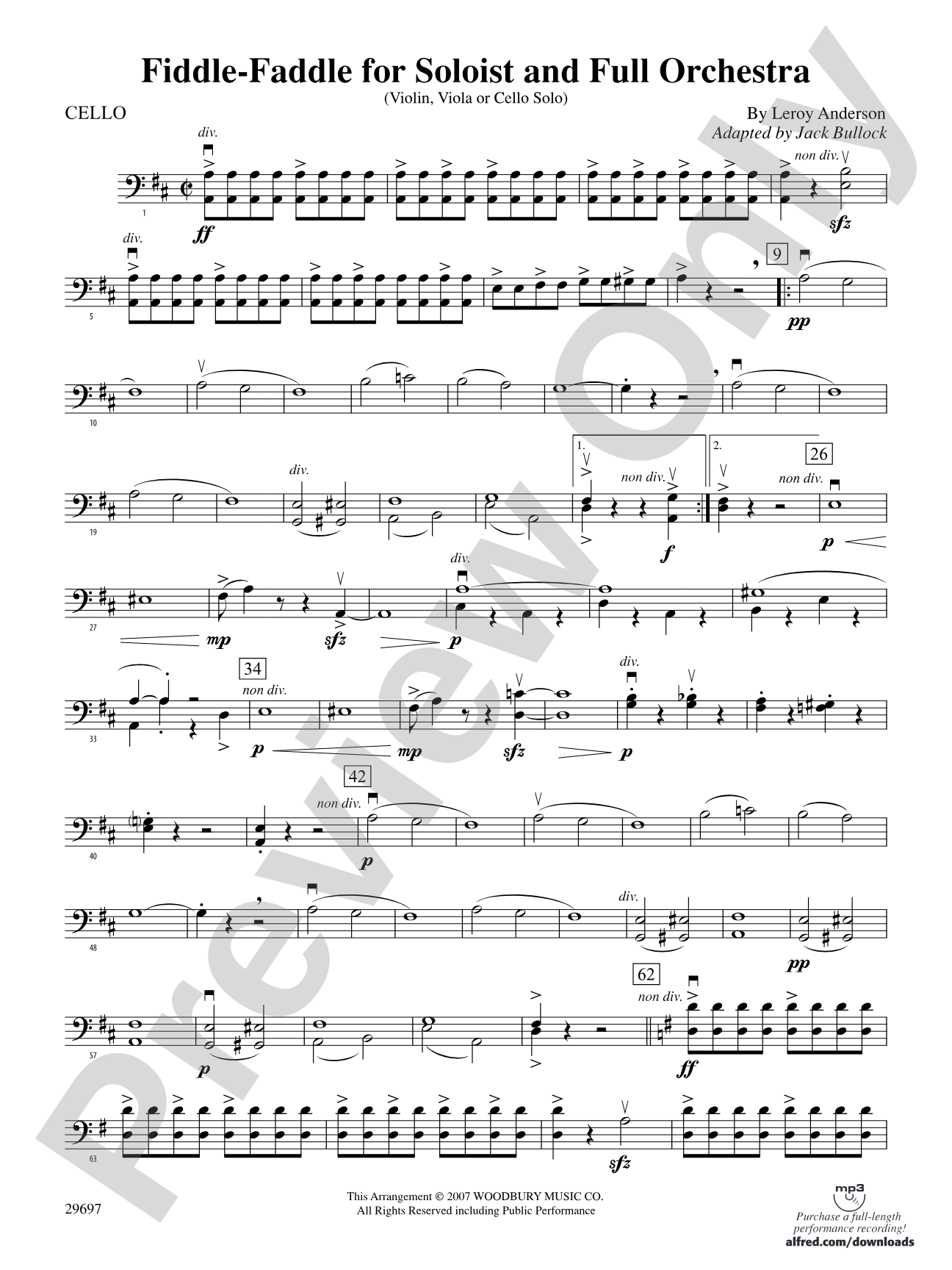 Fiddle-Faddle for Soloist and Full Orchestra: Cello