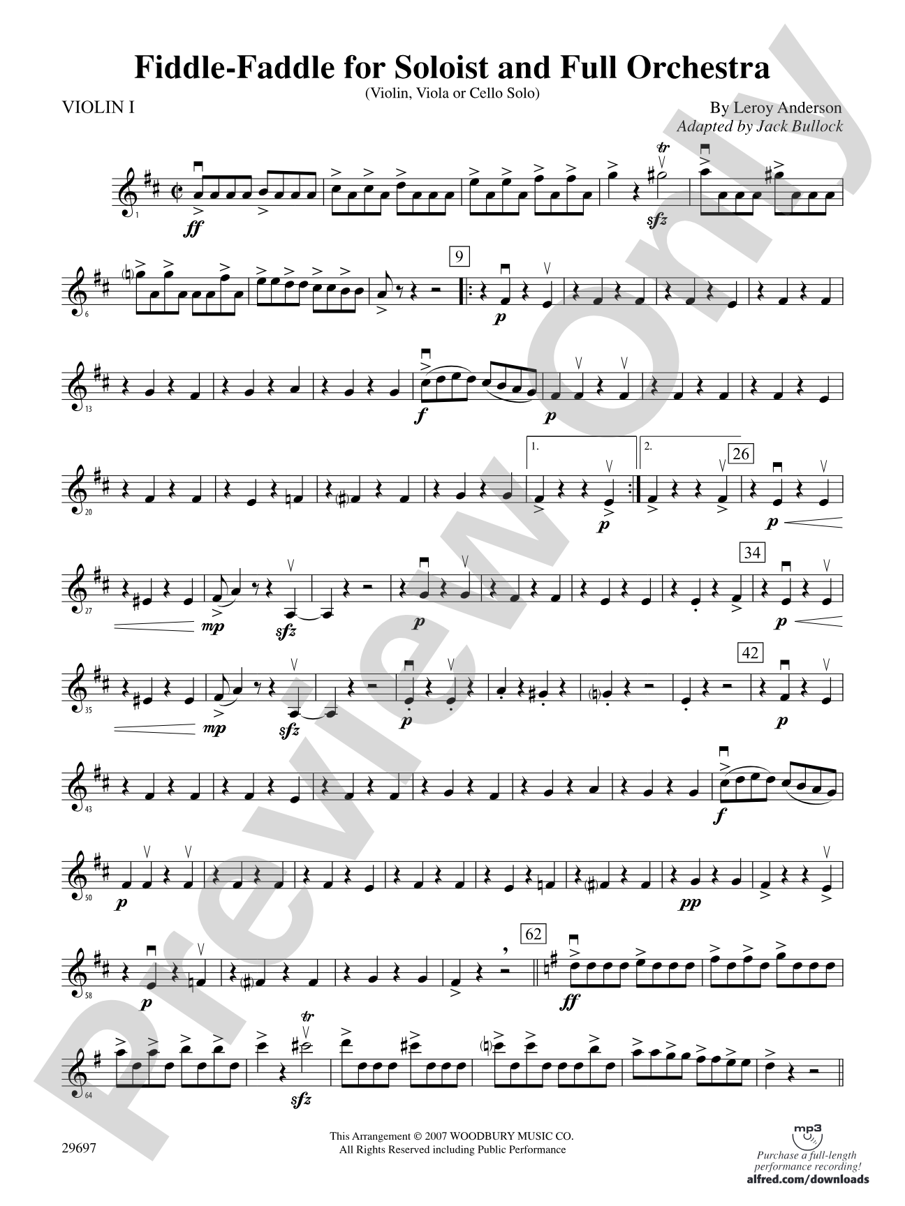 Fiddle-Faddle for Soloist and Full Orchestra: 1st Violin