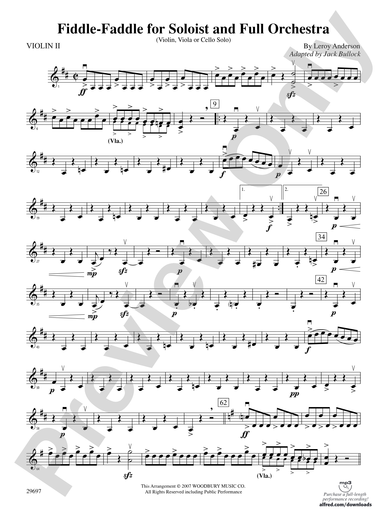 Fiddle-Faddle for Soloist and Full Orchestra: 2nd Violin