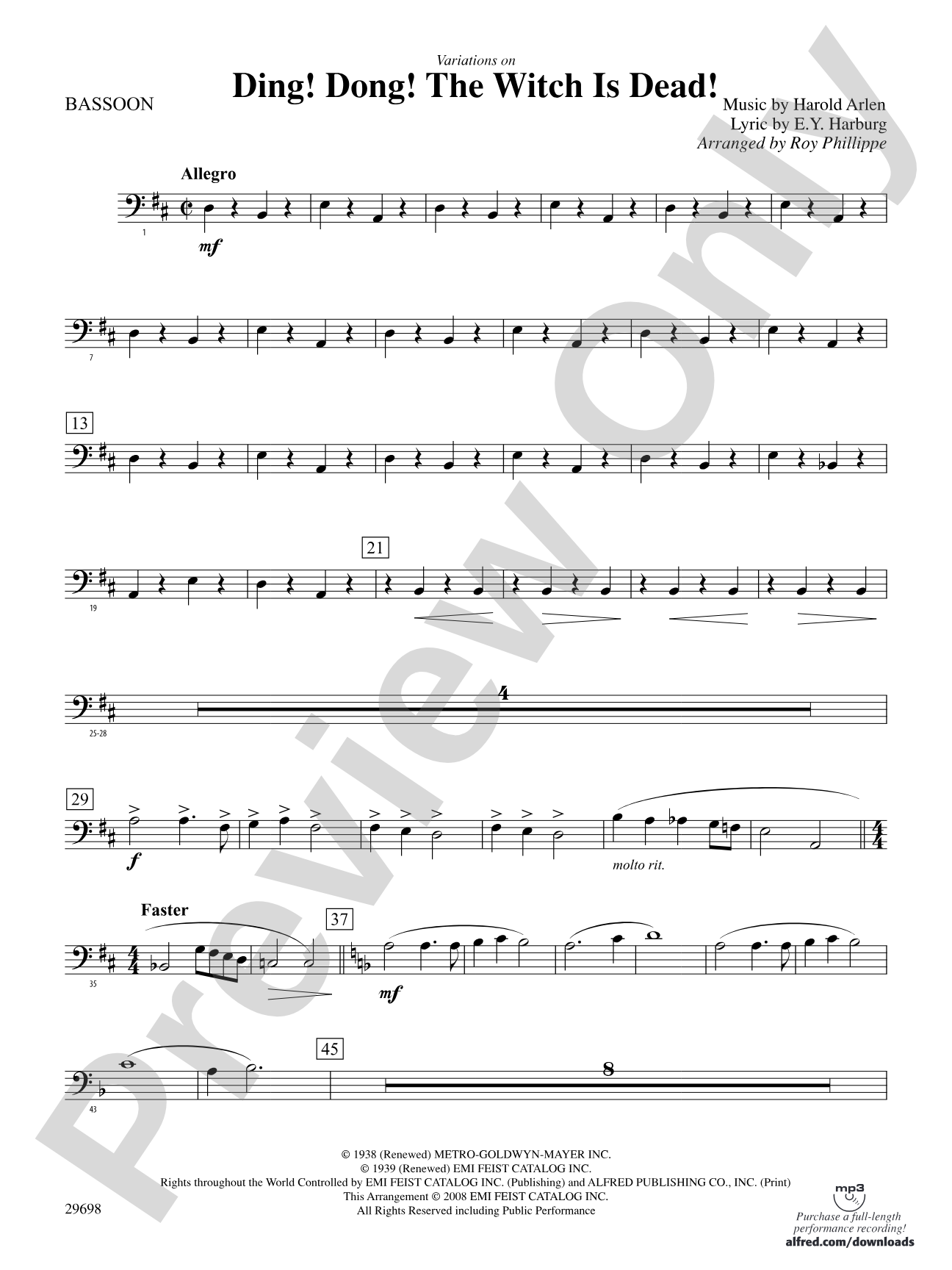 Variations on Ding! Dong! The Witch Is Dead!: Bassoon