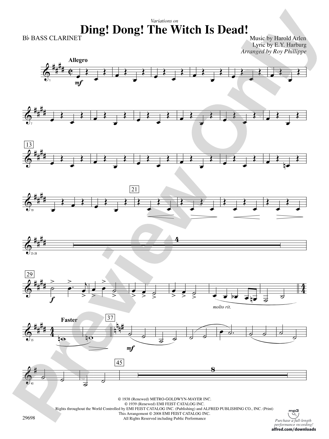 Variations on Ding! Dong! The Witch Is Dead!: B-flat Bass Clarinet