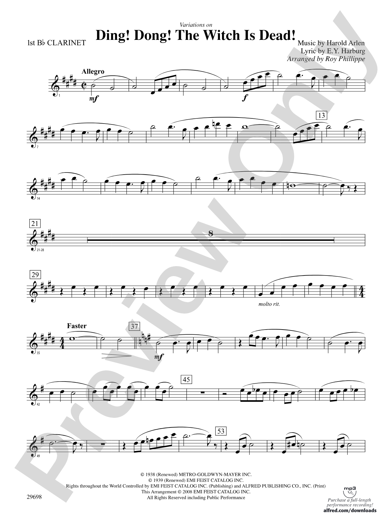 Variations on Ding! Dong! The Witch Is Dead!: 1st B-flat Clarinet