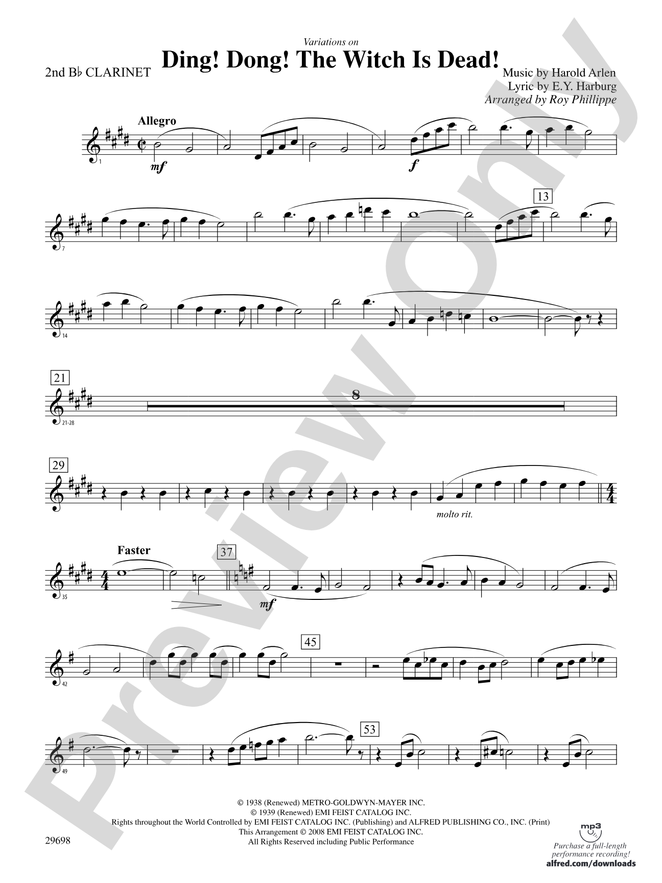Variations on Ding! Dong! The Witch Is Dead!: 2nd B-flat Clarinet