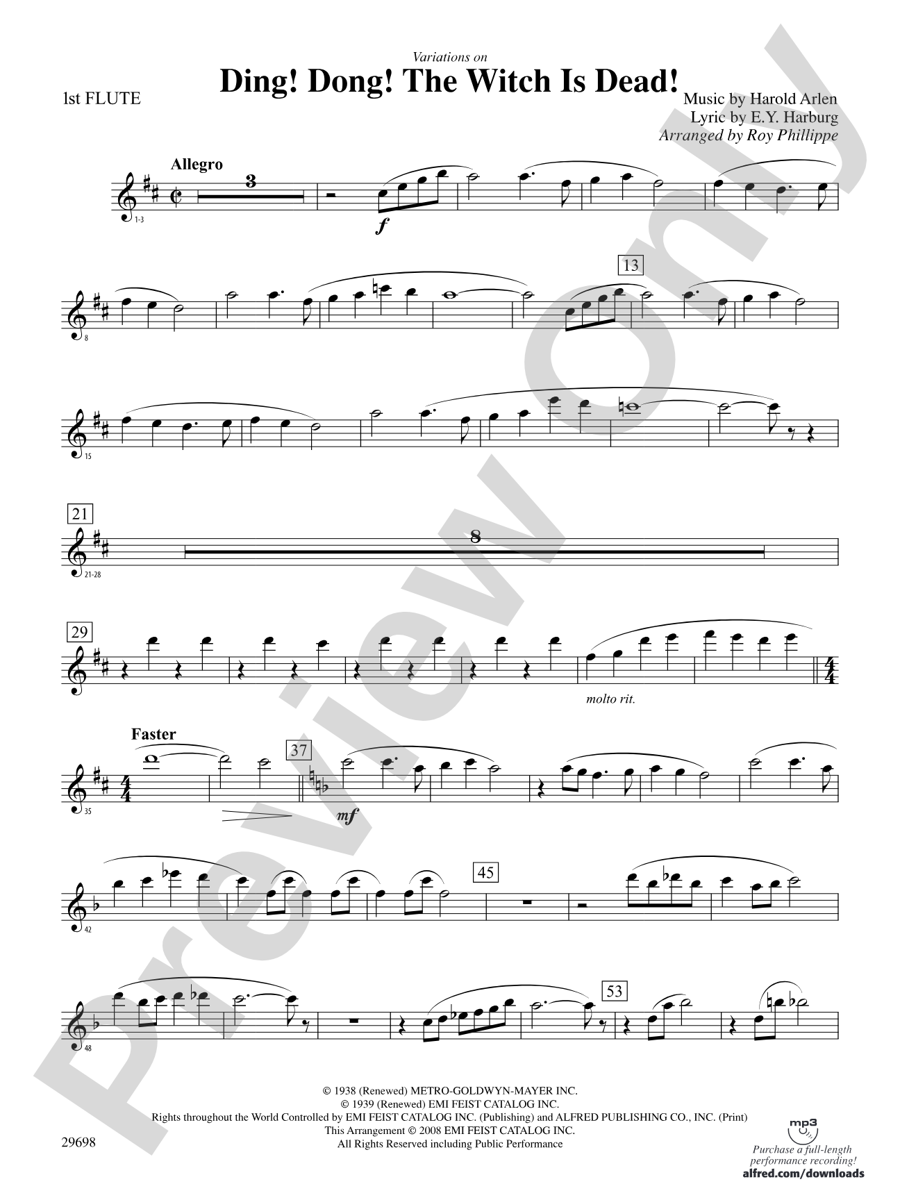 Variations on Ding! Dong! The Witch Is Dead!: Flute