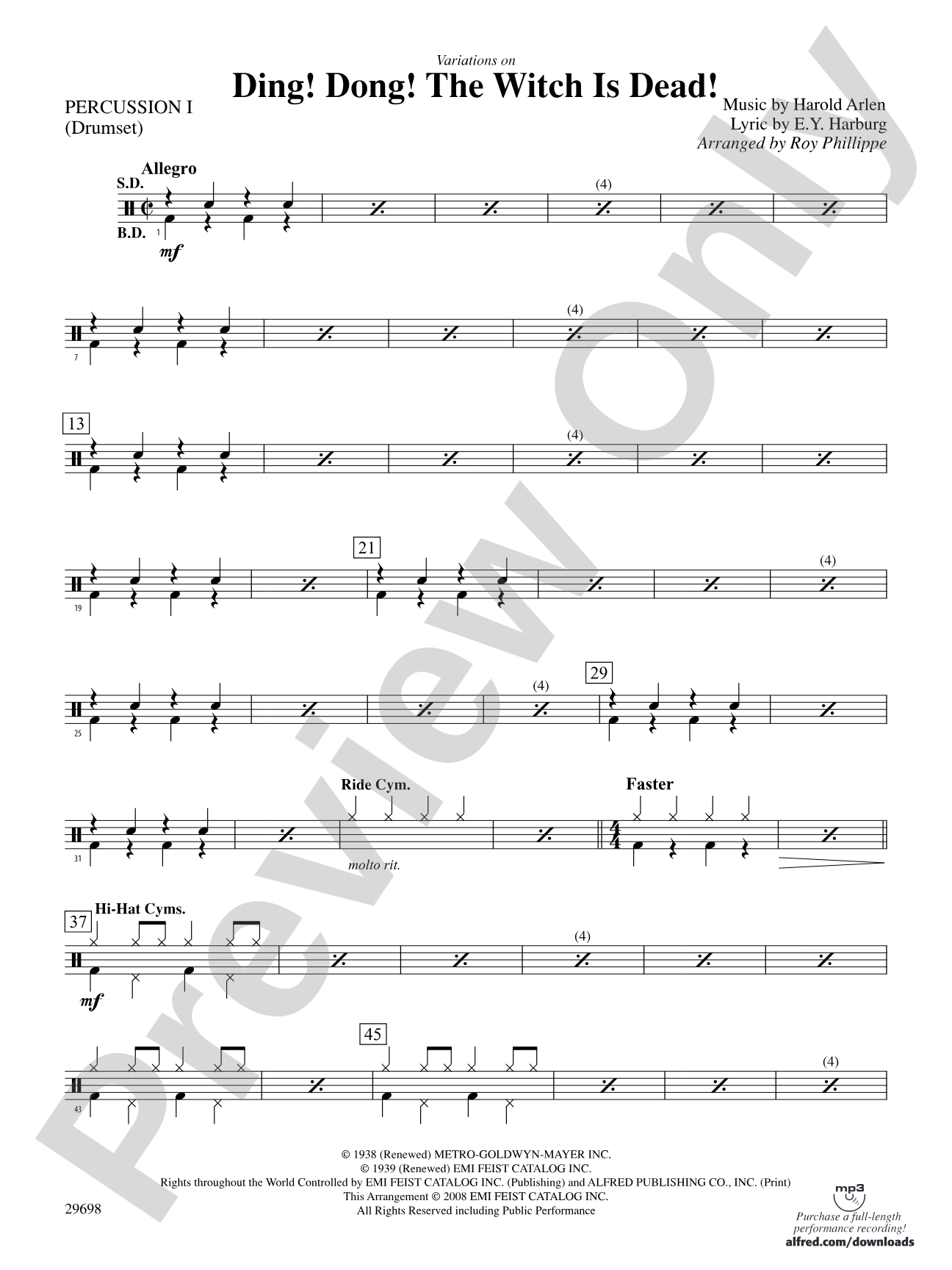 Variations on Ding! Dong! The Witch Is Dead!: 1st Percussion