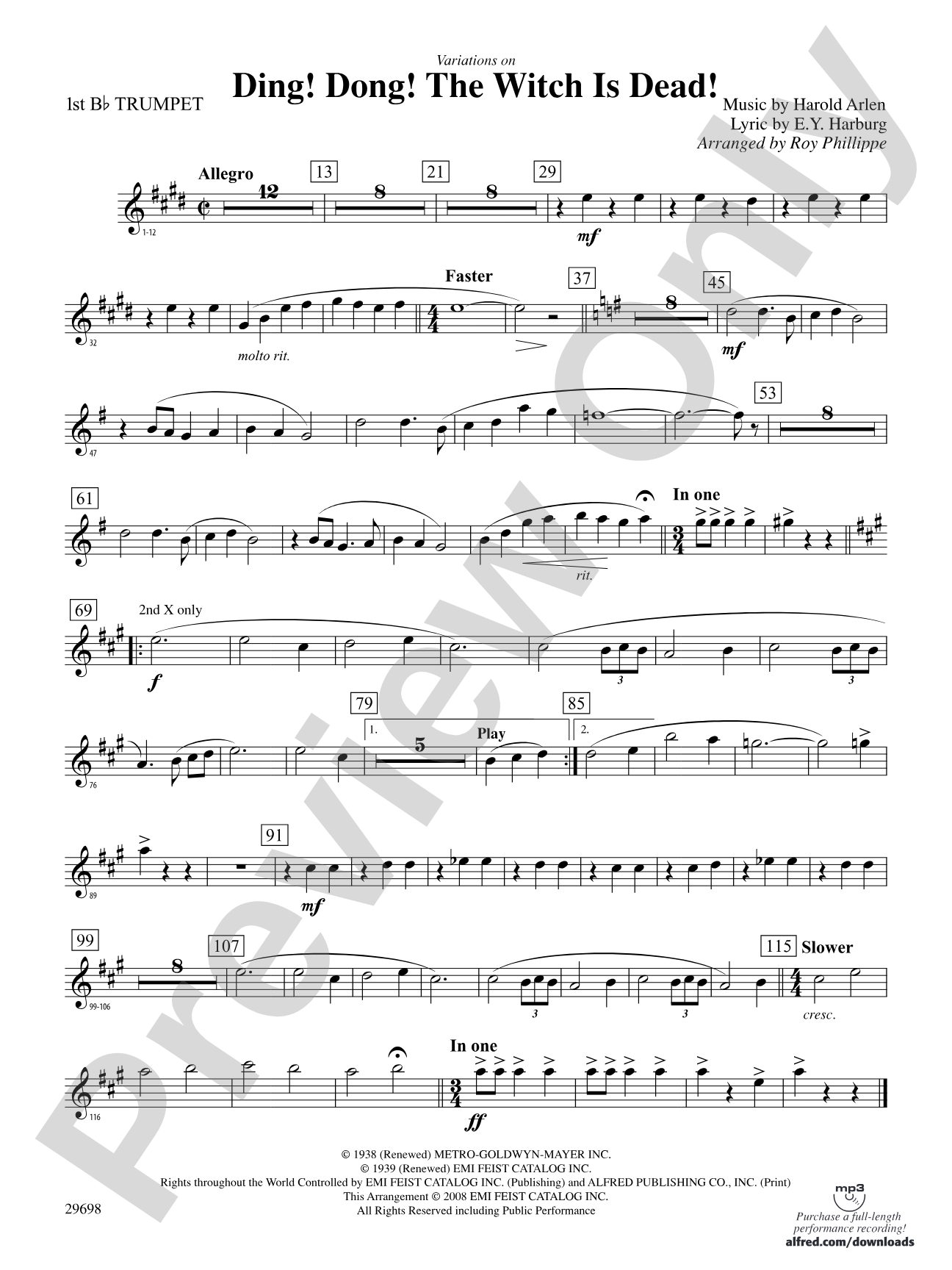 Variations on Ding! Dong! The Witch Is Dead!: 1st B-flat Trumpet