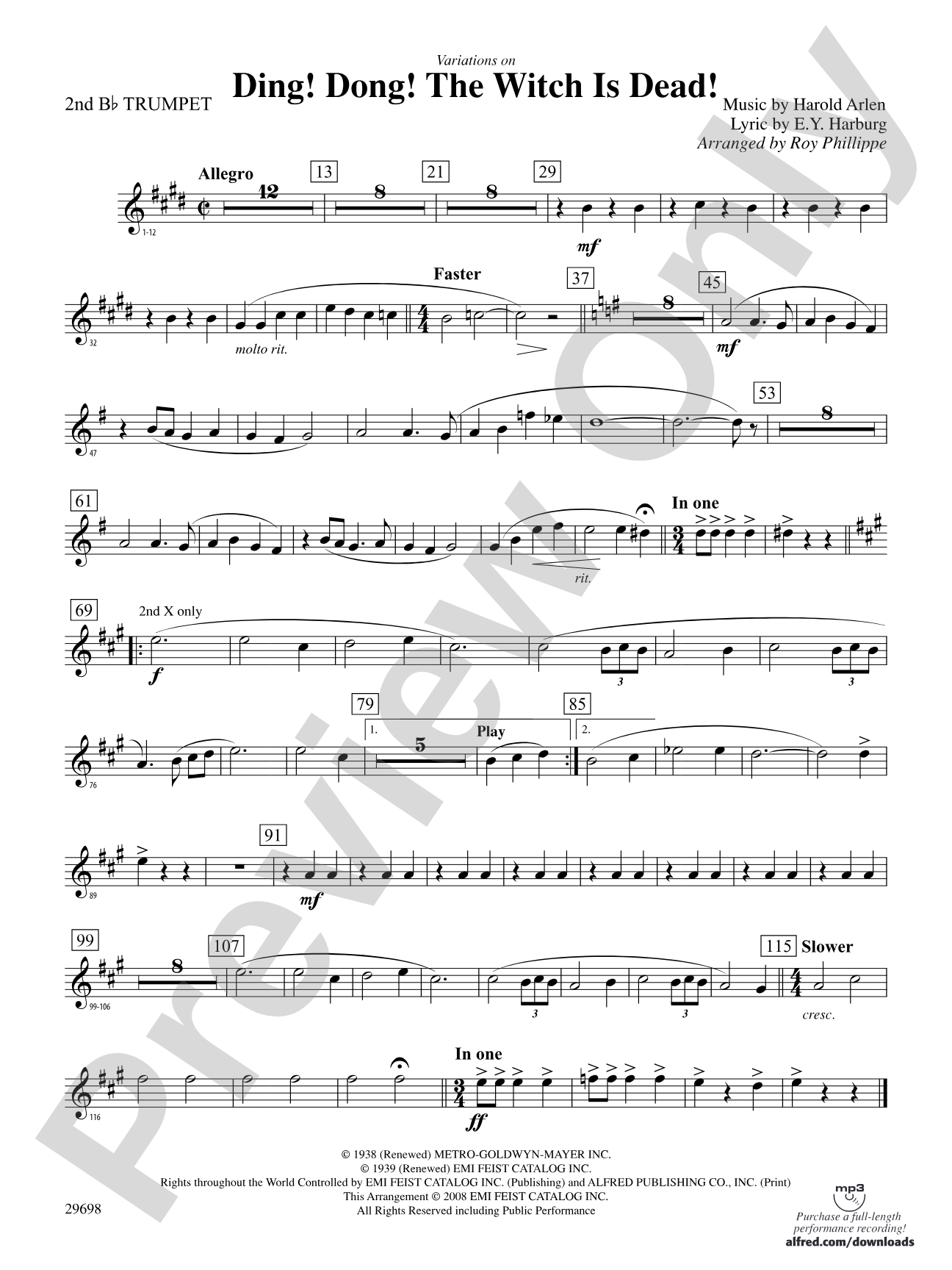 Variations on Ding! Dong! The Witch Is Dead!: 2nd B-flat Trumpet