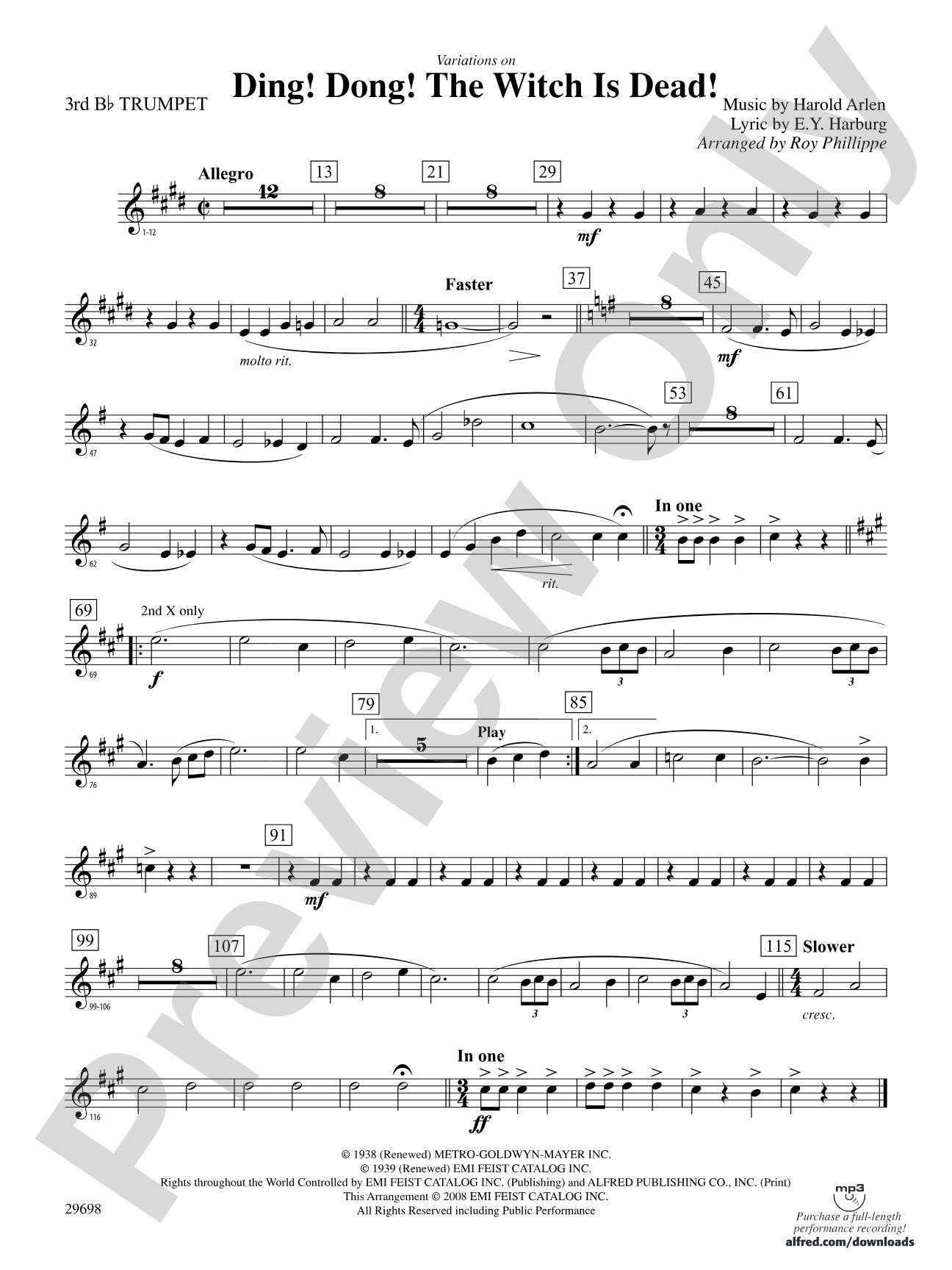 Variations on Ding! Dong! The Witch Is Dead!: 3rd B-flat Trumpet