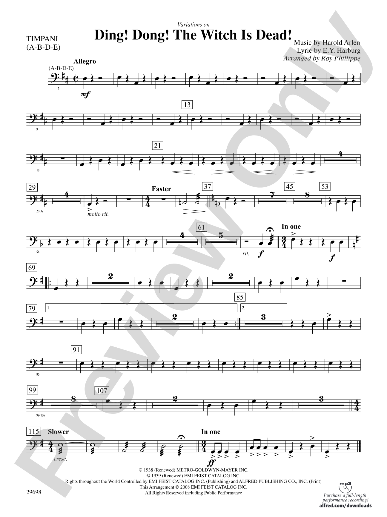 Variations on Ding! Dong! The Witch Is Dead!: Timpani