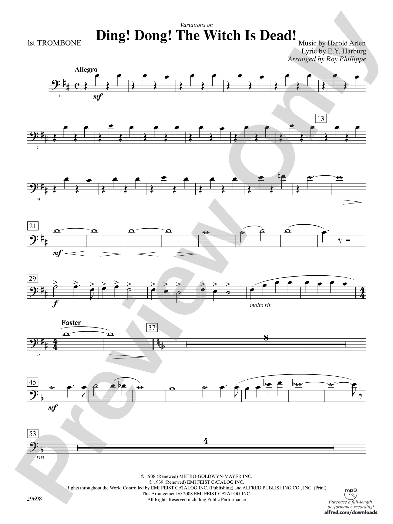 Variations on Ding! Dong! The Witch Is Dead!: 1st Trombone
