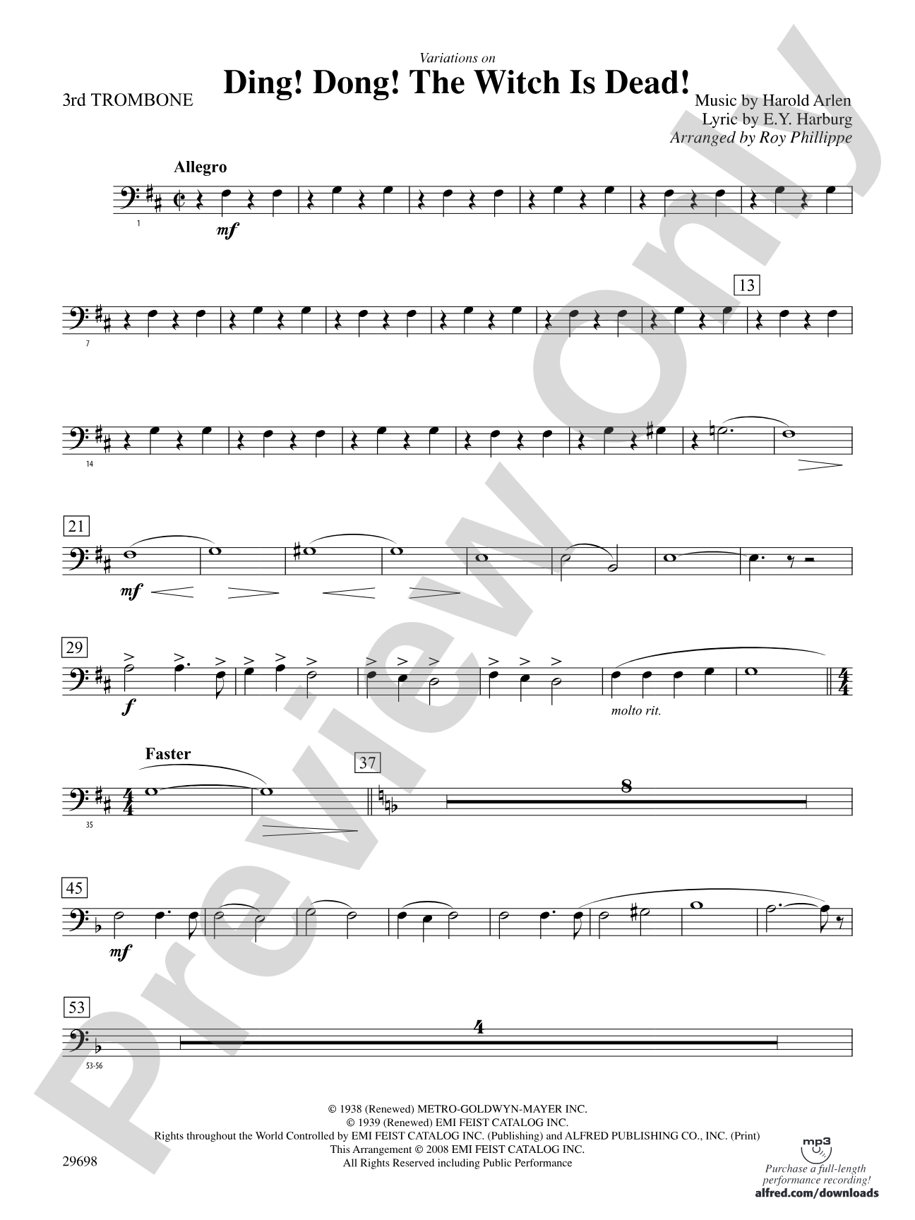 Variations on Ding! Dong! The Witch Is Dead!: 3rd Trombone
