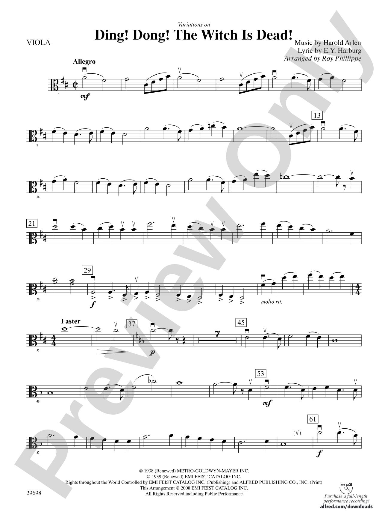 Variations on Ding! Dong! The Witch Is Dead!: Viola